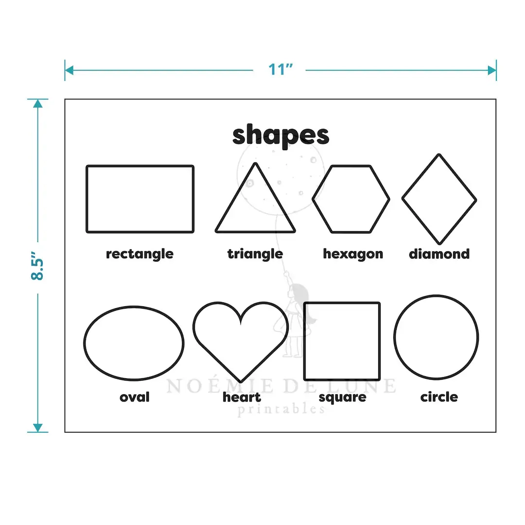 Coloring Shapes Chart Printable 8 5x11 Horizontale Lernseite 