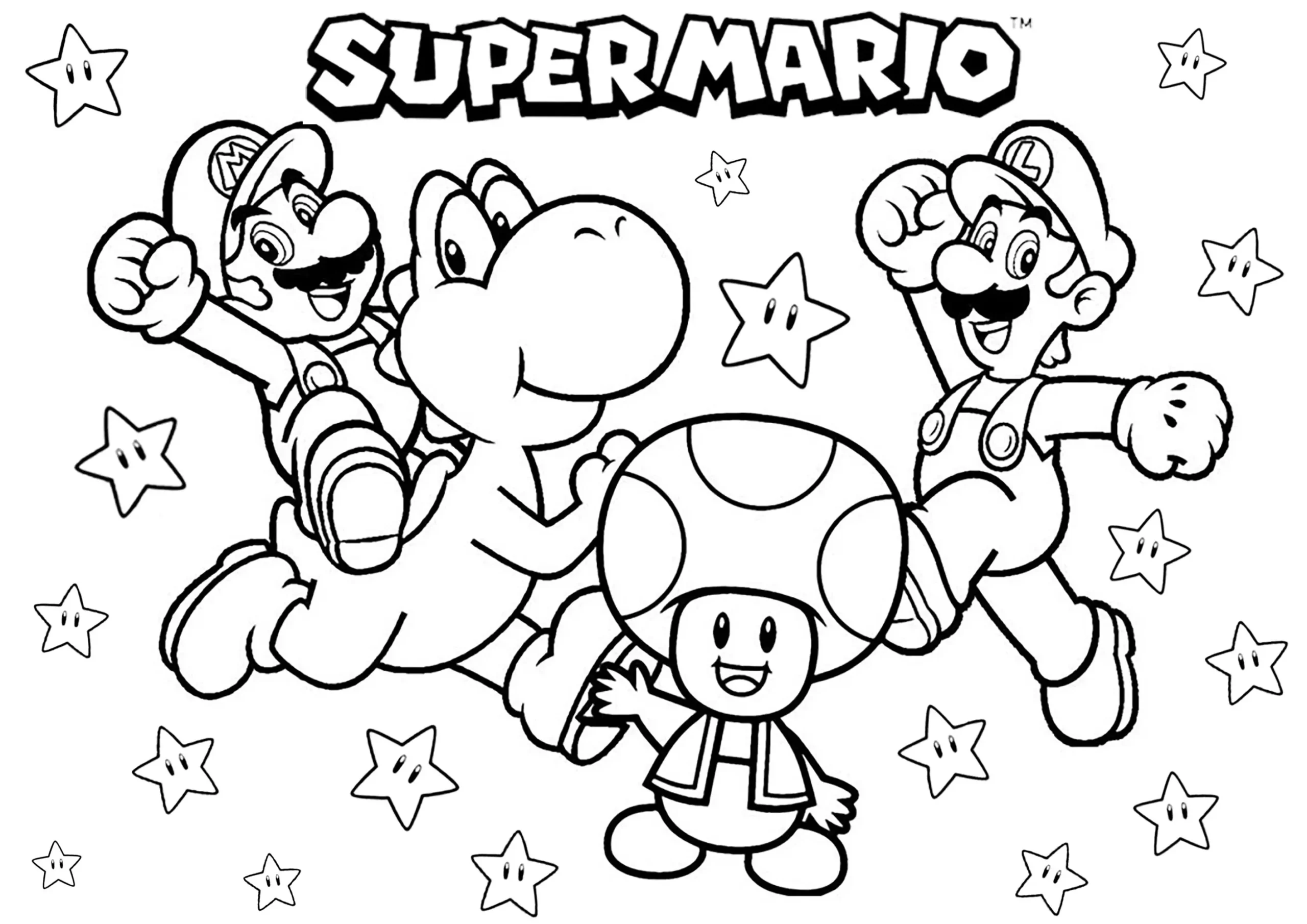 Coloring With The Characters Of Super Mario Bros Return To 