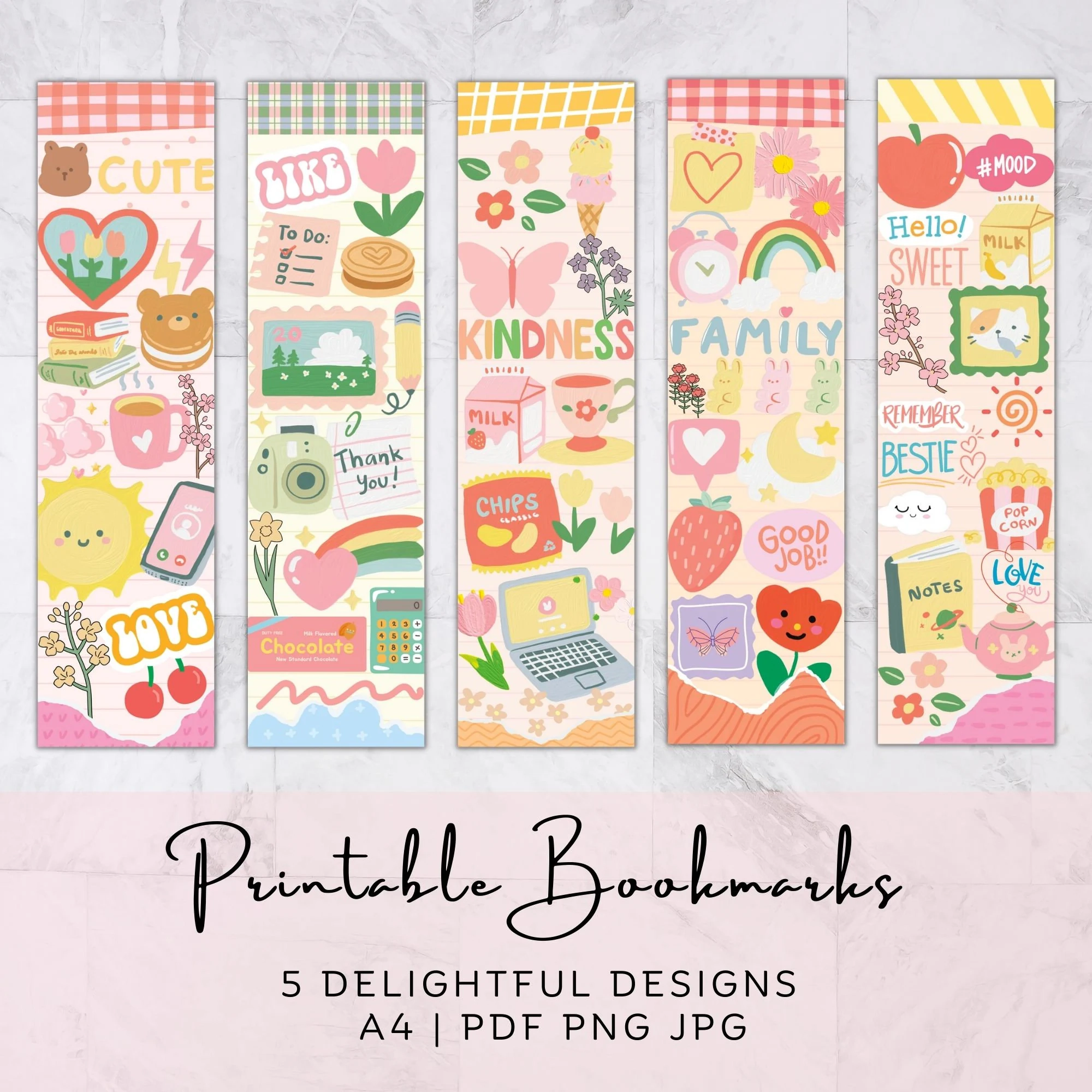Cute Bookmarks For Kids Printable Bookmarks Digital Bookmark Set 