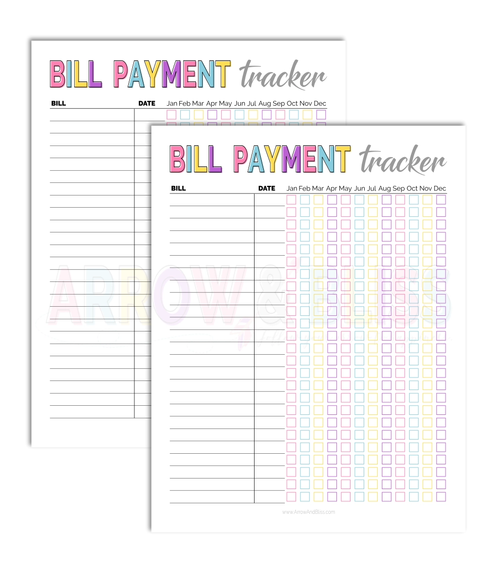 Free Bill Tracker Printable