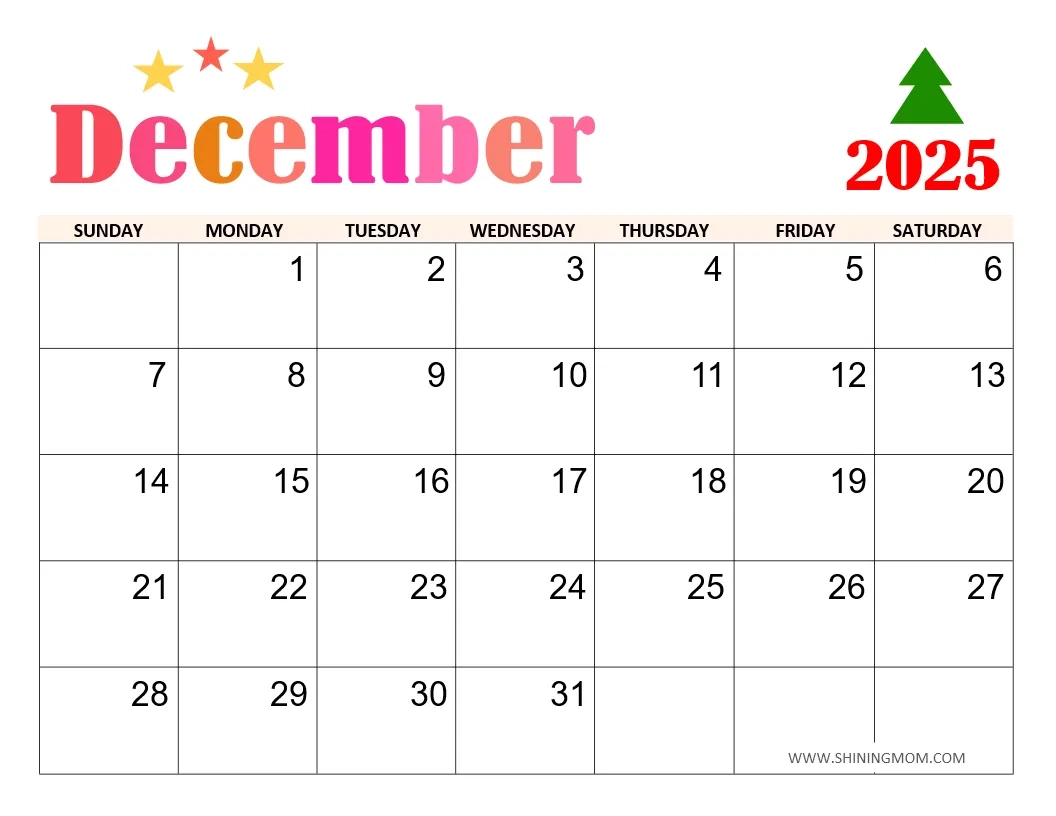 December 2025 Blank Calendar Printable Free