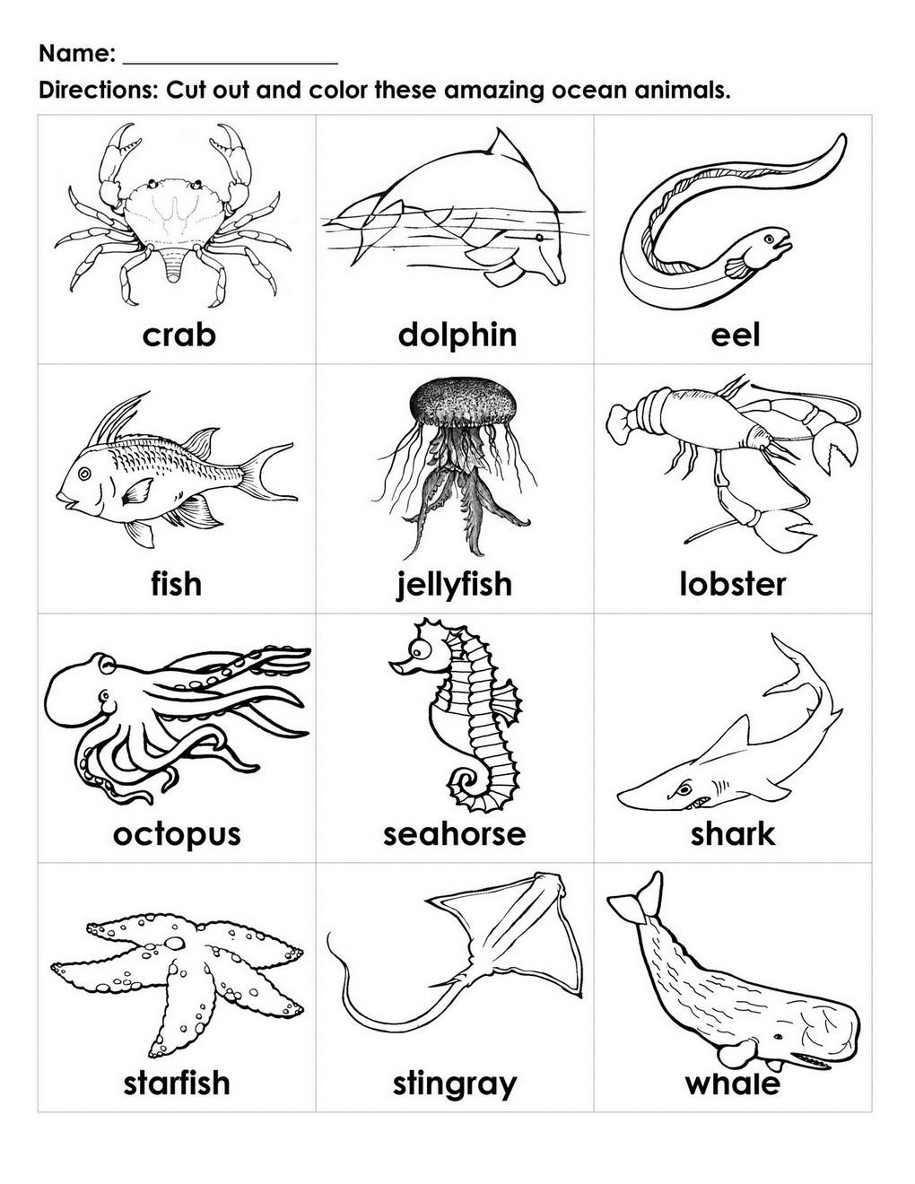 Printable Sea Creatures