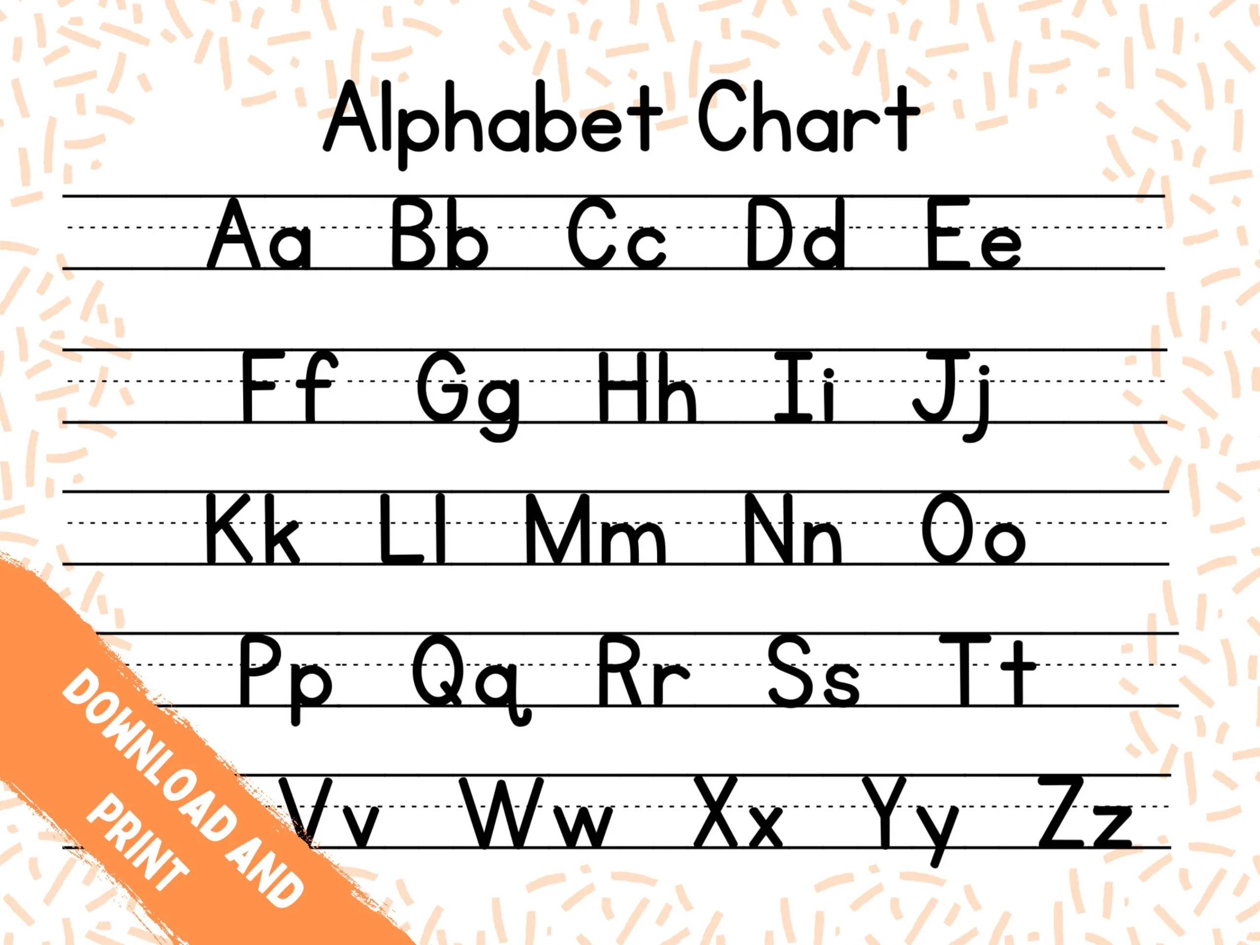Druckbare ABC Chart Alphabet Chart Handschrift Chart Sofort 