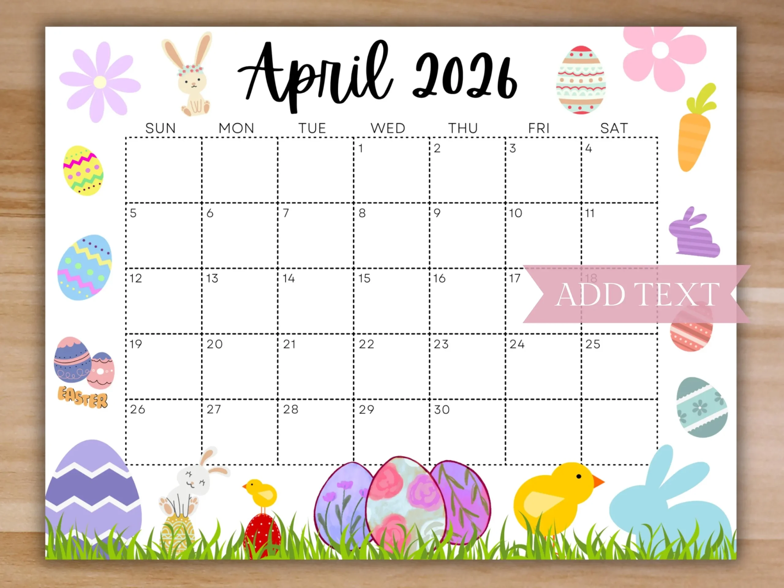 EDITABLE April 2026 Calendar Printable Calendar 2026 Beautiful 