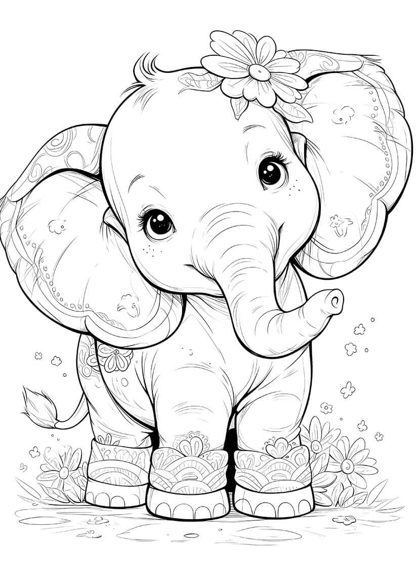 Printable Coloring Elephant