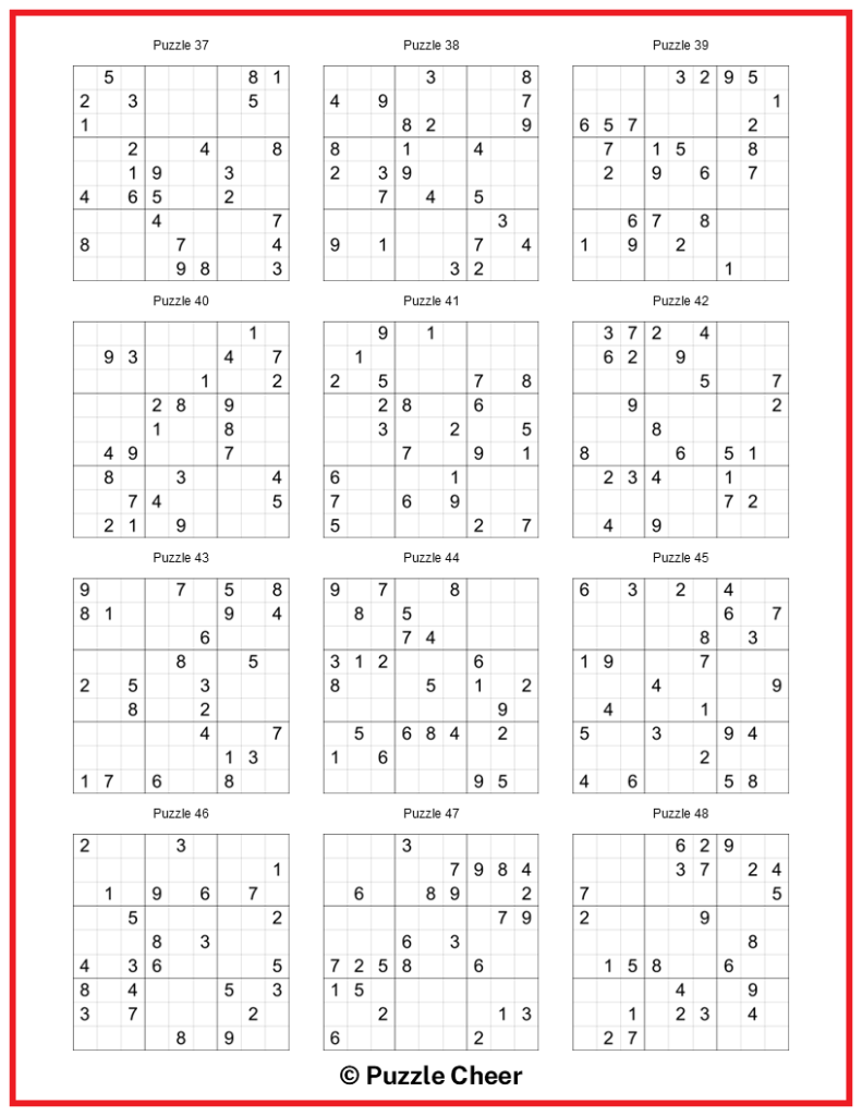 Hard Printable Sudoku