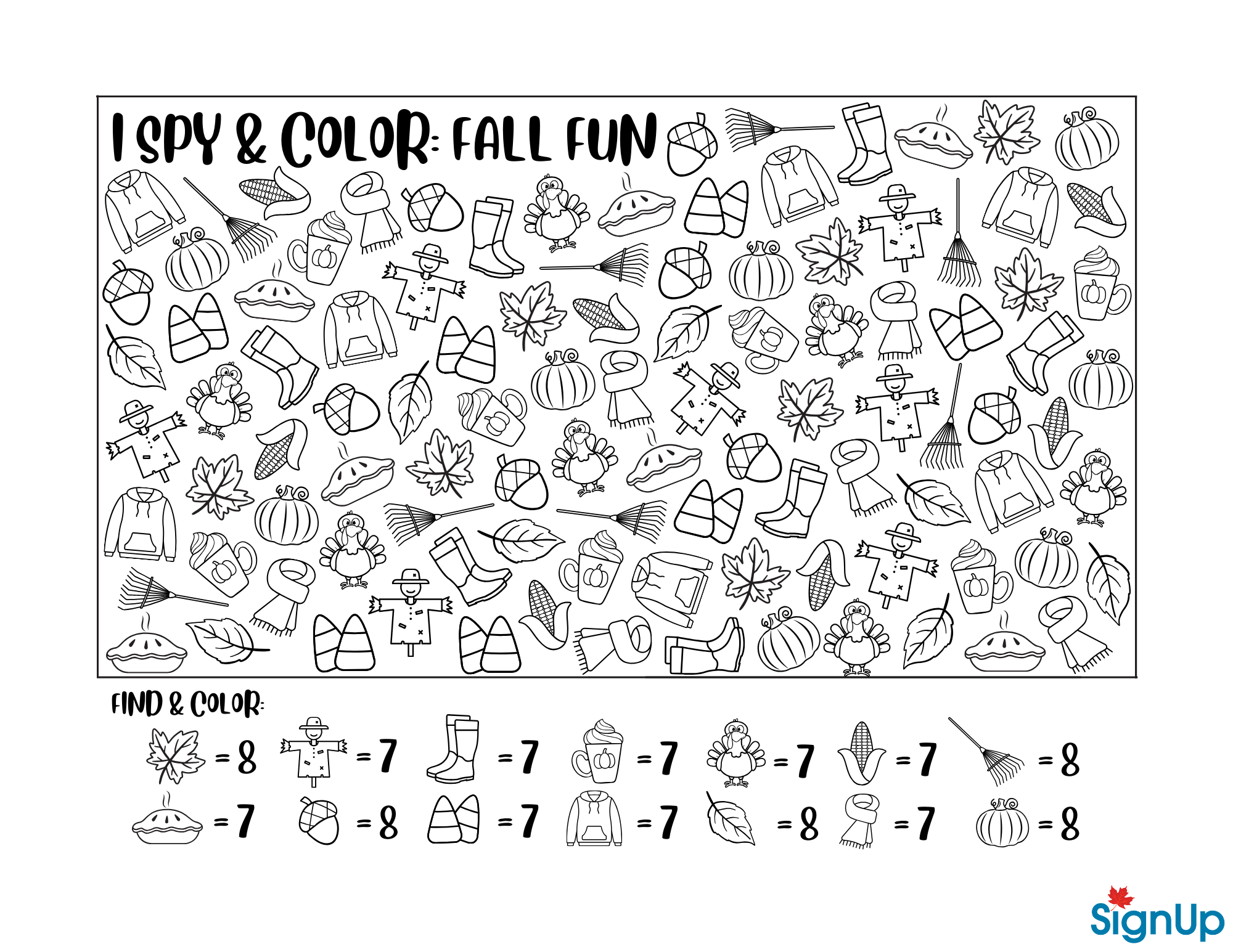 Fall Activity Sheets amp Coloring Pages SignUp
