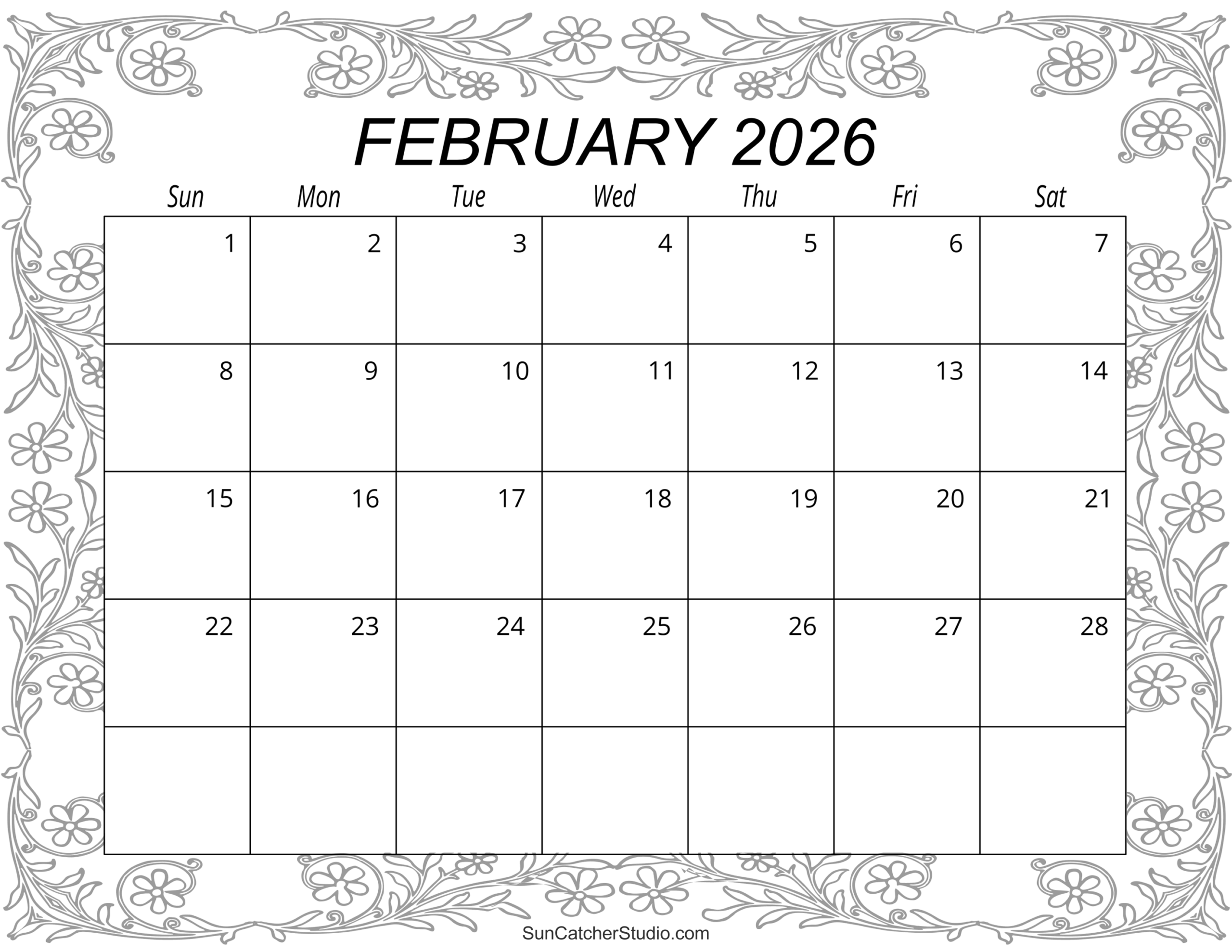 Free Printable February 2026 Calendar