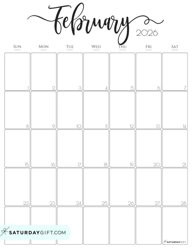 Feb 2026 Blank Calendar