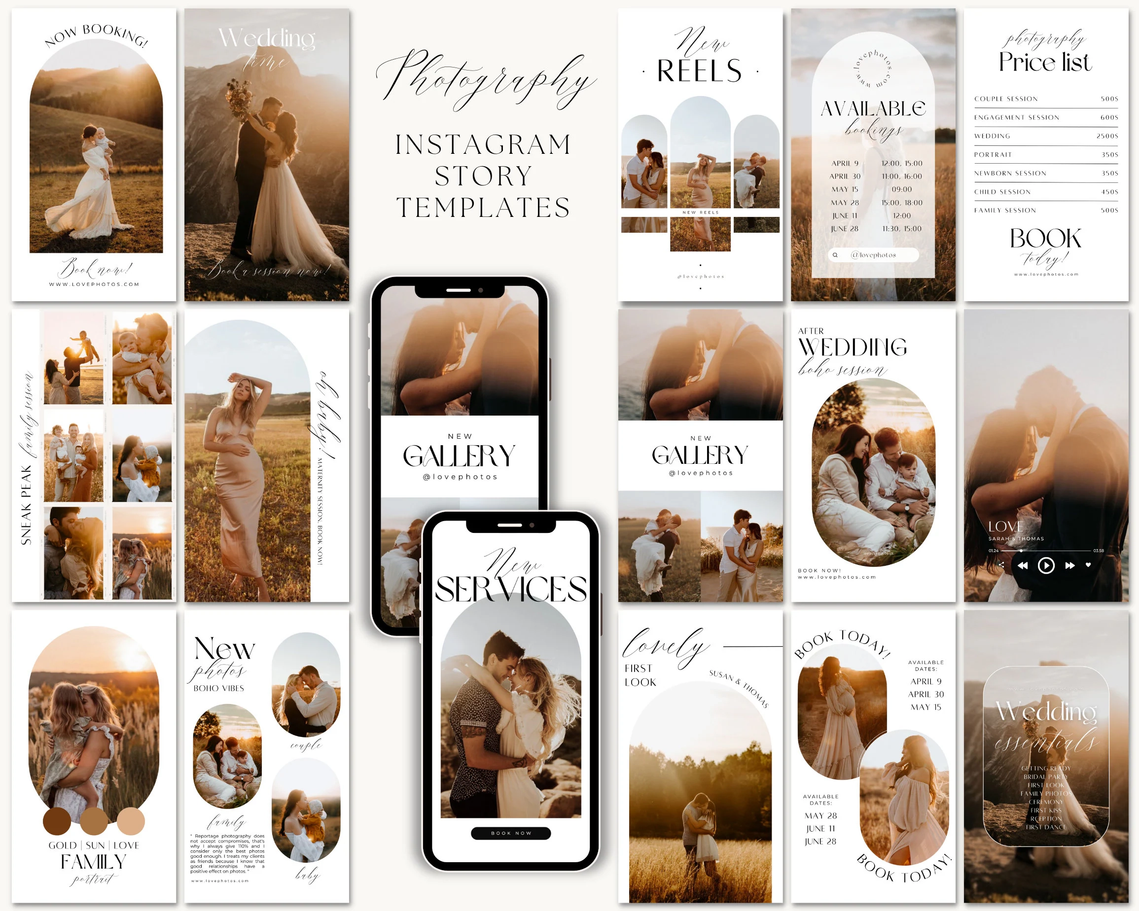 Fotograf Instagram Story Template Canva Template Bundle Boho Social Media Instagram Stories Fotografie Marketing Preisliste