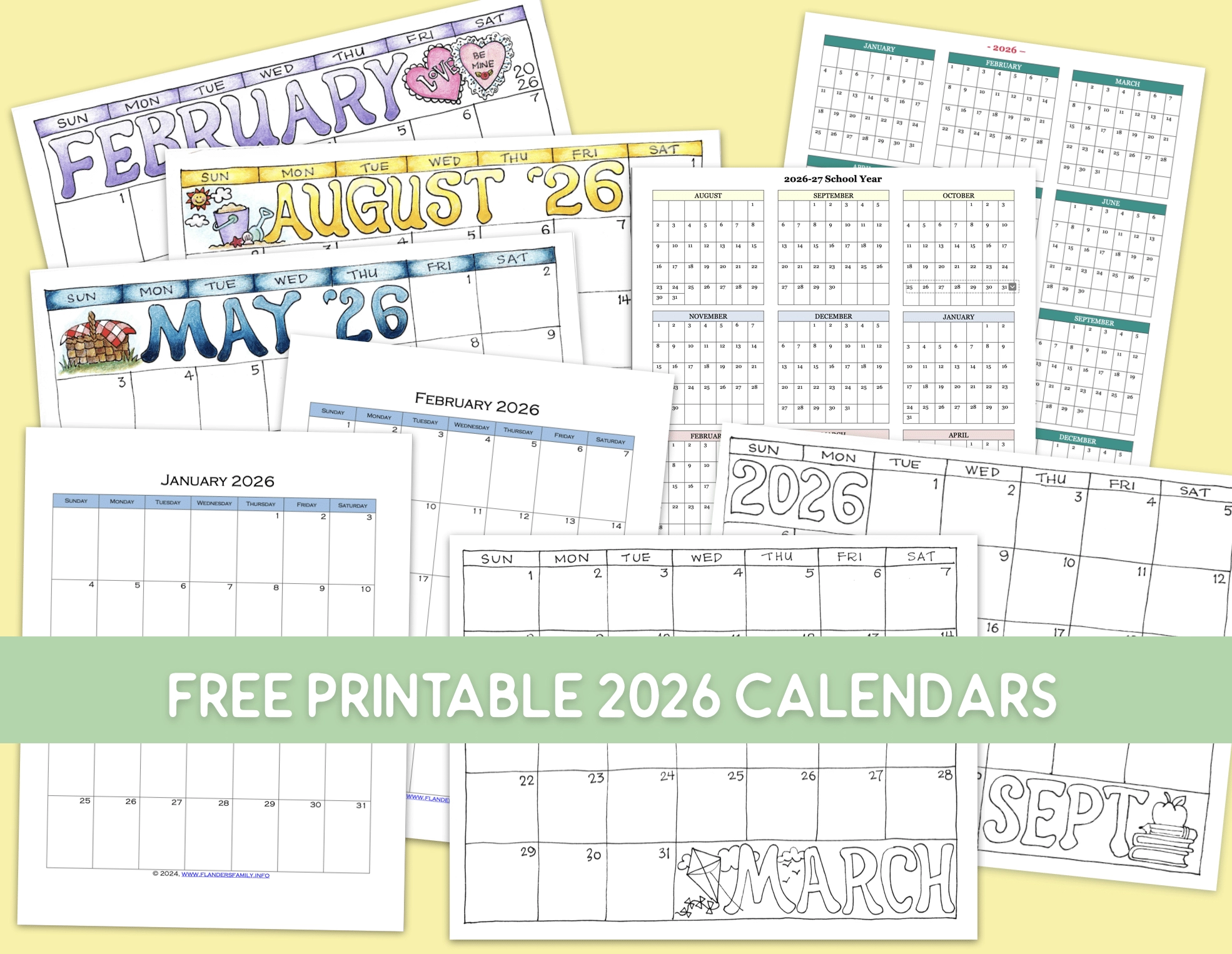 Free Printable 2026 Calendar By Month