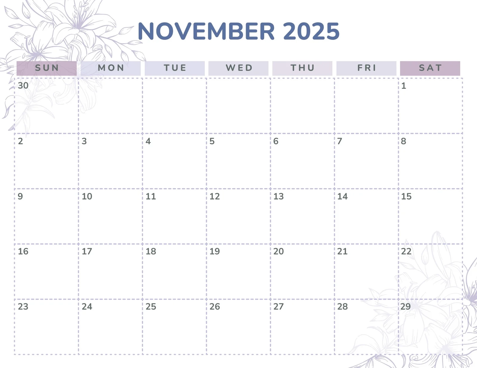 Free And Customizable November Templates
