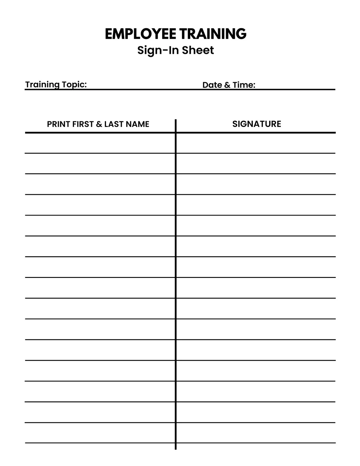Printable Sign Up Sheets