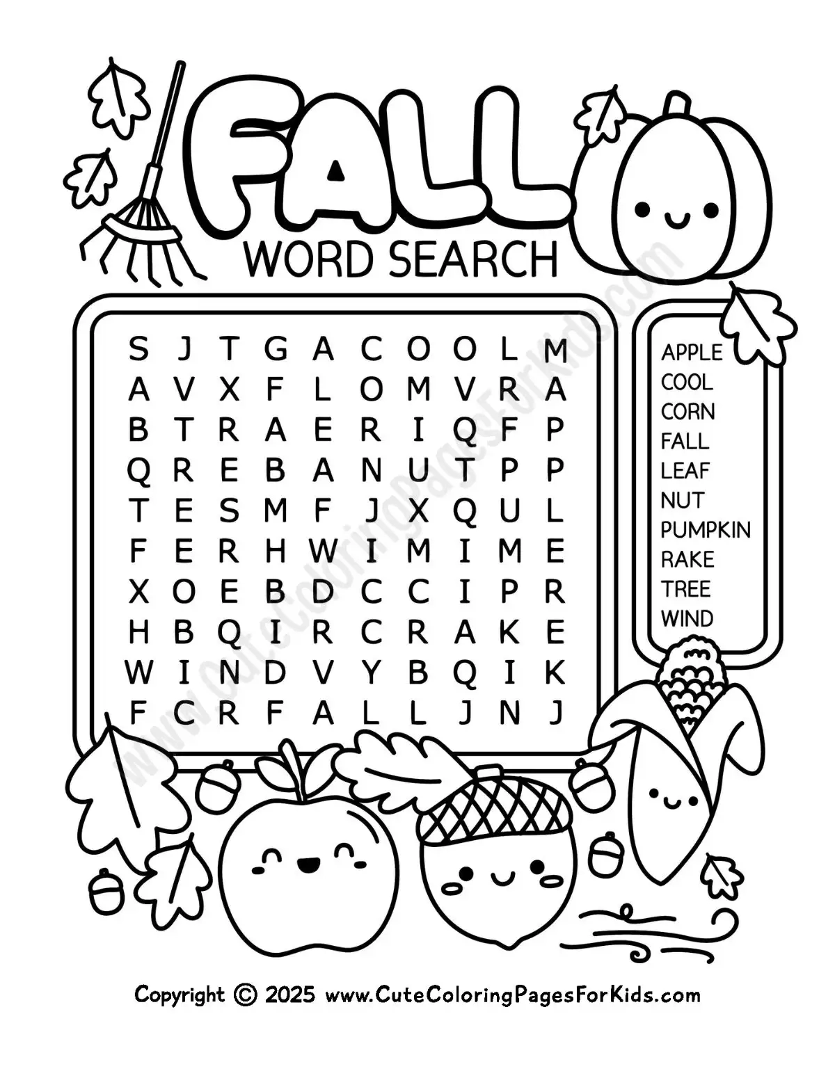 Printable Fall Word Search