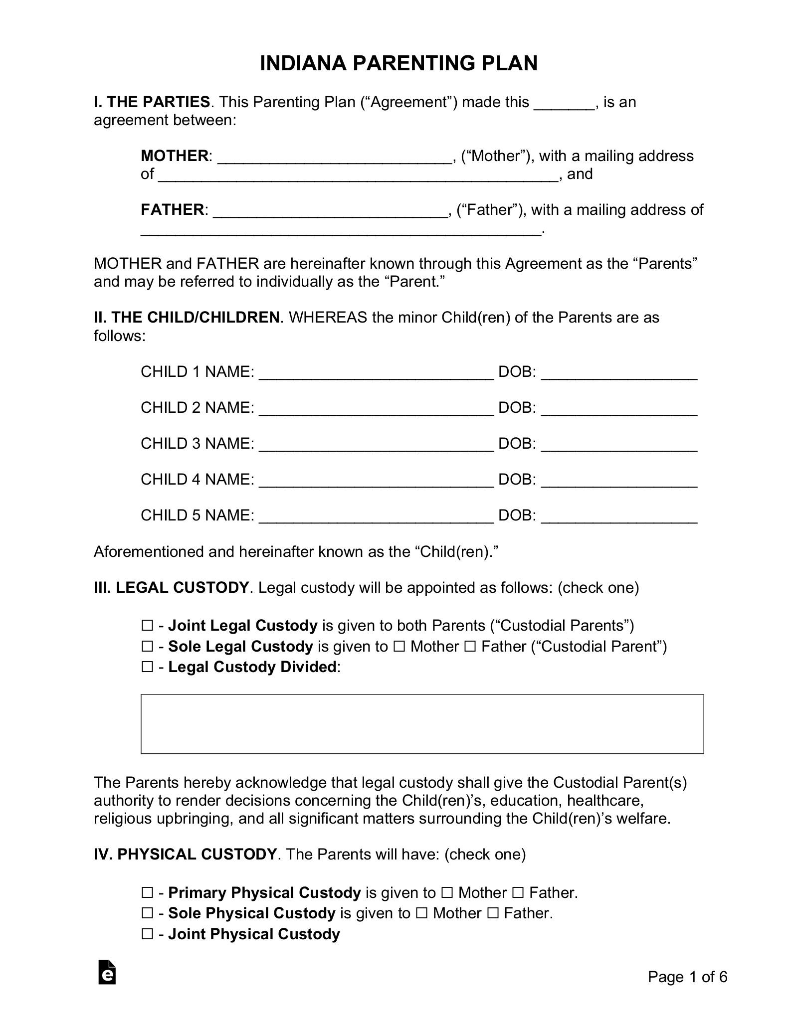 Printable Court Forms Indiana
