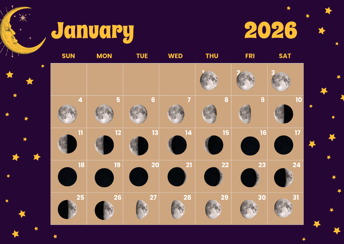 Printable Lunar Calendar 2026