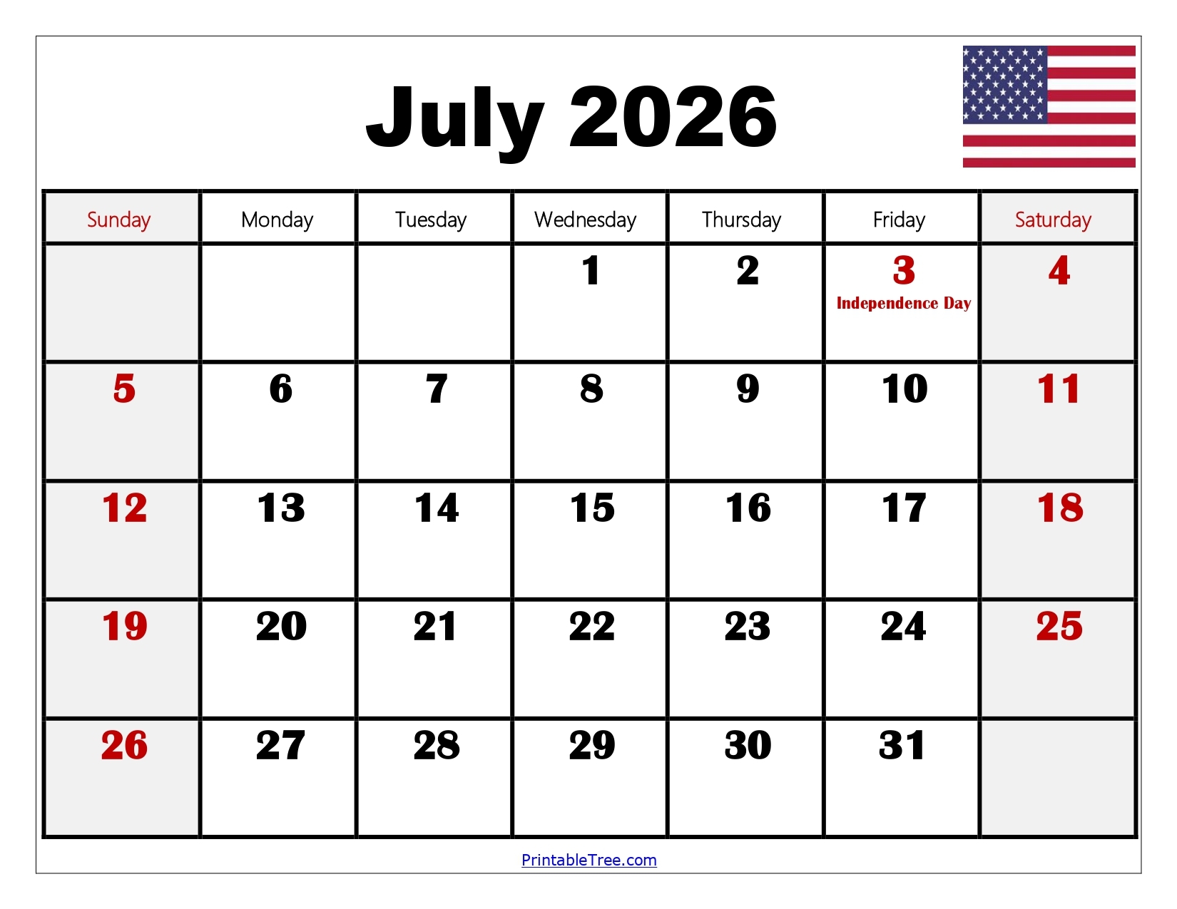 Printable Blank Calendar July And August 2026