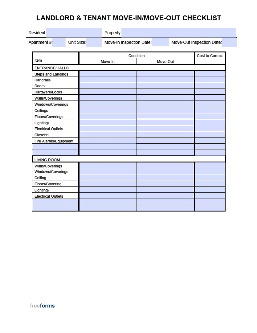 Printable Rental Inspection Checklist Free