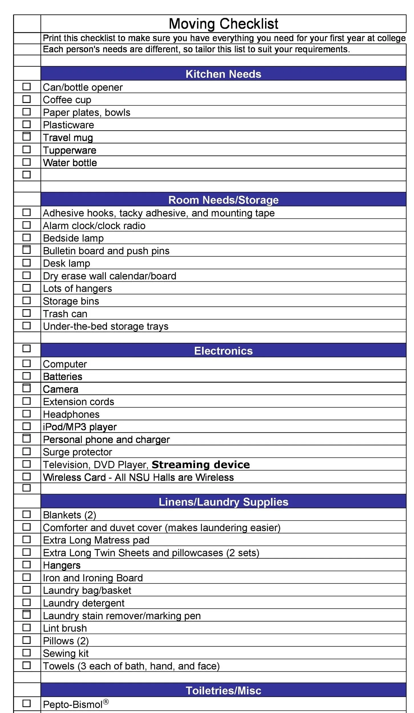 Free Moving Checklist Printable Printable Bingo Cards