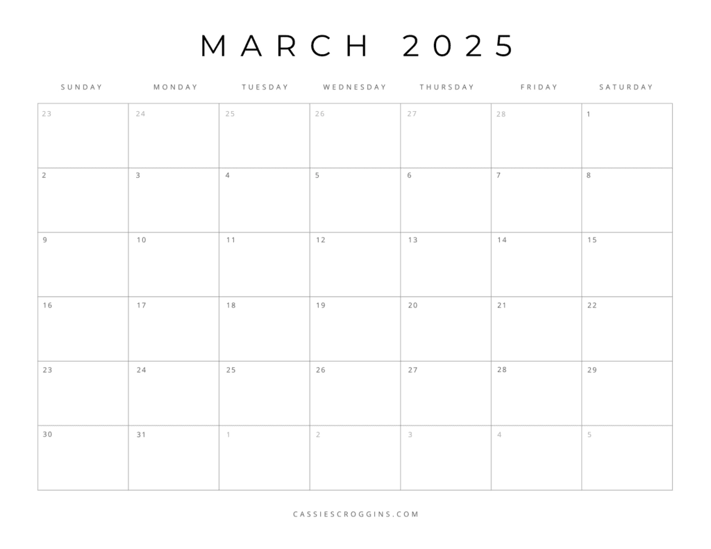 Free Printable 2025 Blank Calendar Templates All 12 Months 
