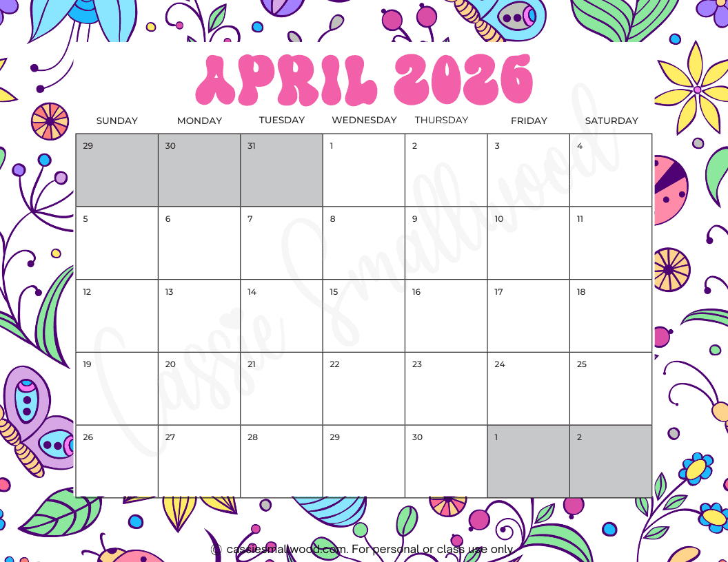 Blank April Calendar 2026