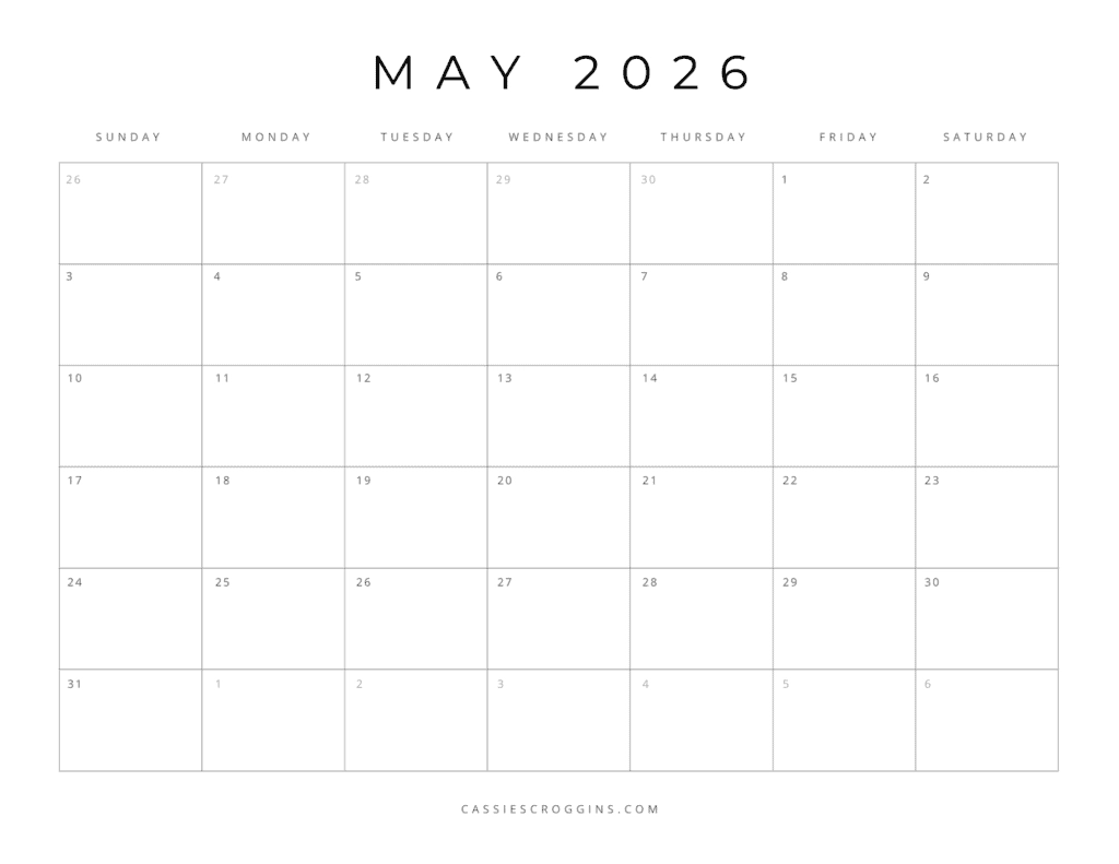 Free Printable Blank Calendar Template 2026