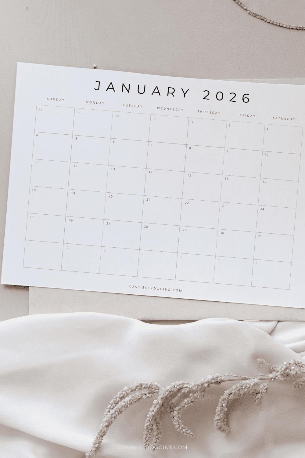 Blank Calendar Printable 2026