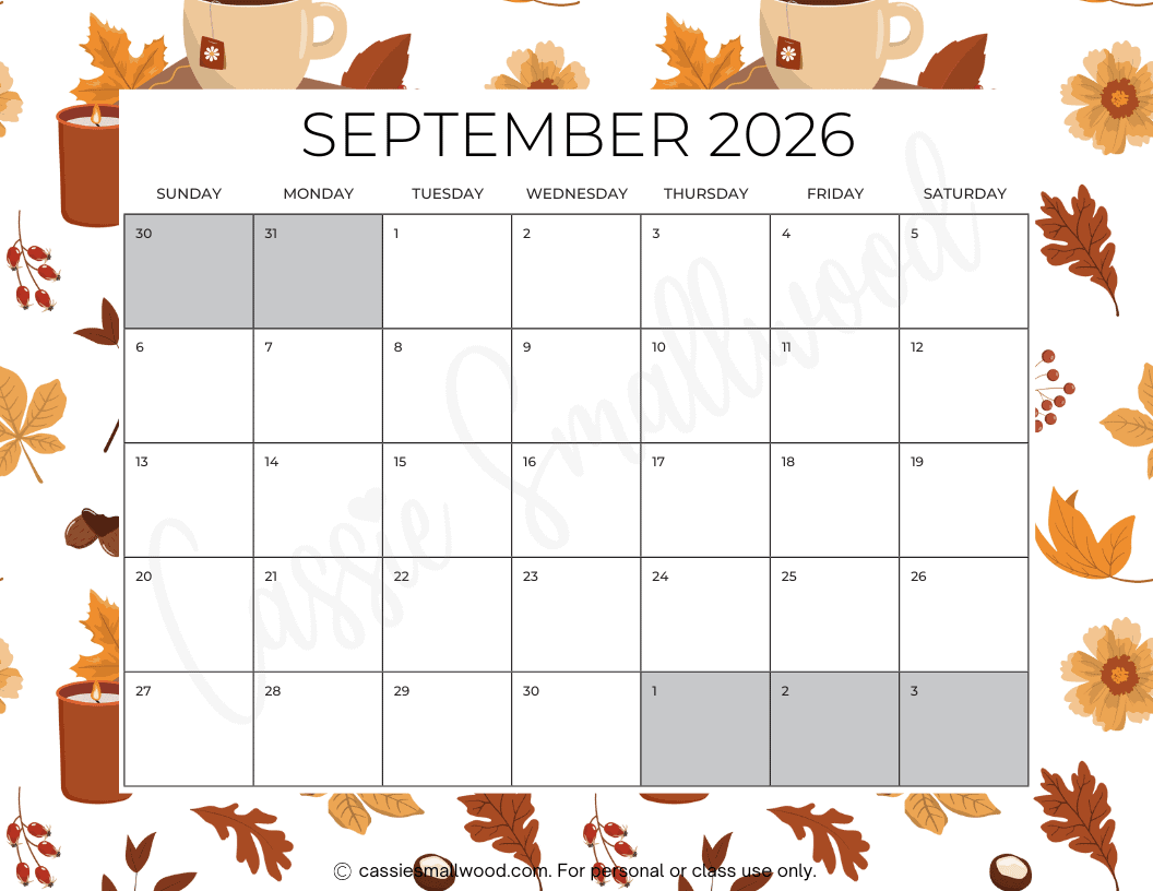 September 2026 Calendar Printable