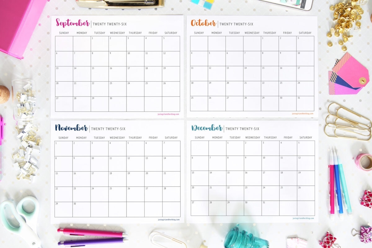 Printable Desk Calendar 2026