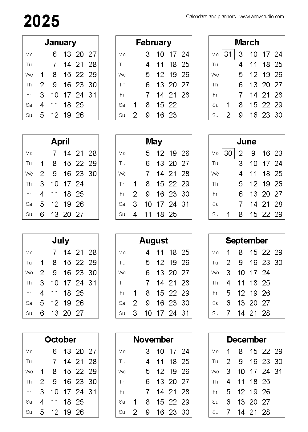 2025 Calendar 2026 Printable Pdf Free Download
