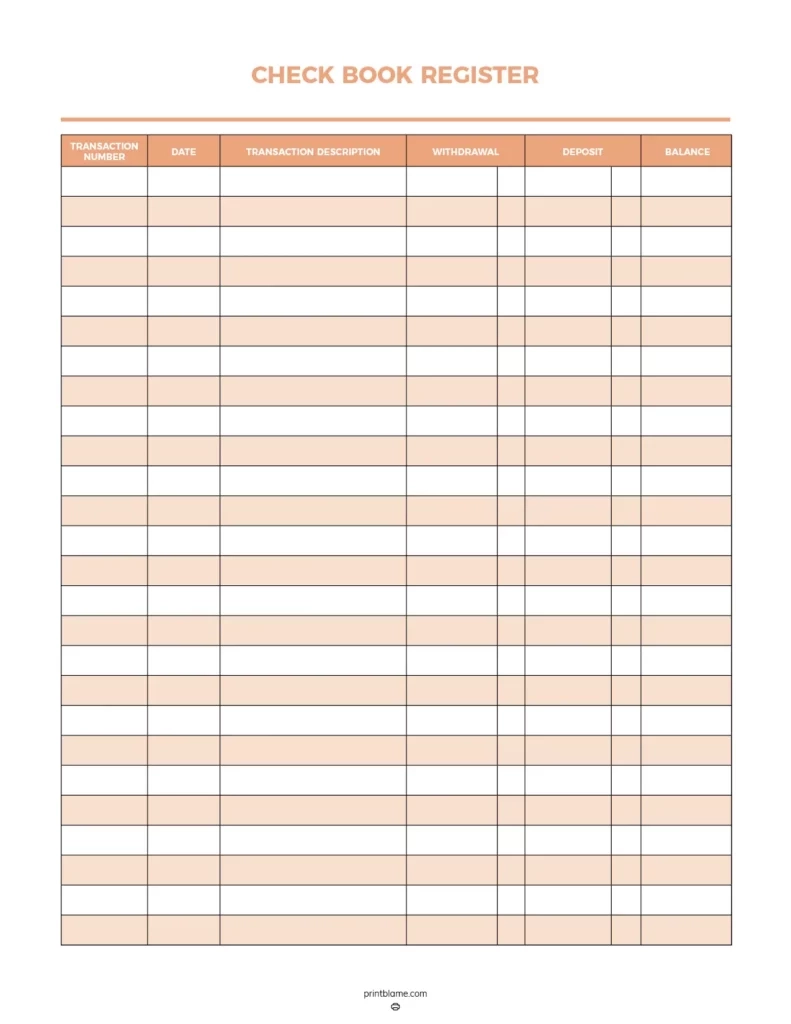 Free Printable Check Registers 28 Checkbook Ledger PDFs