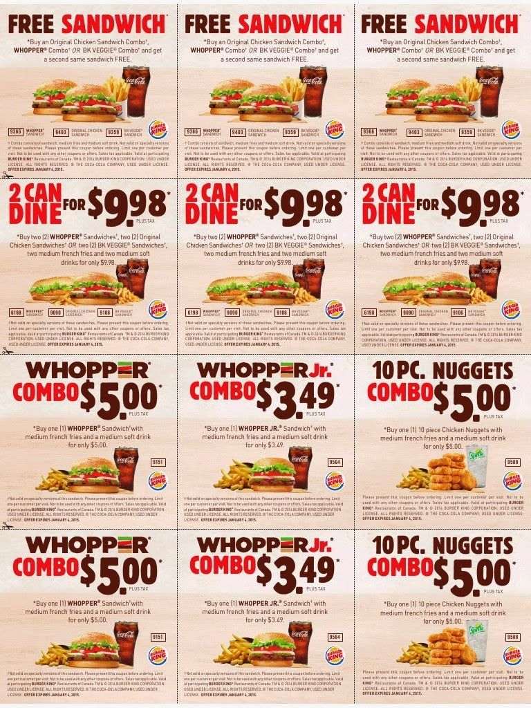 Free Printable Coupons Burger King Coupons