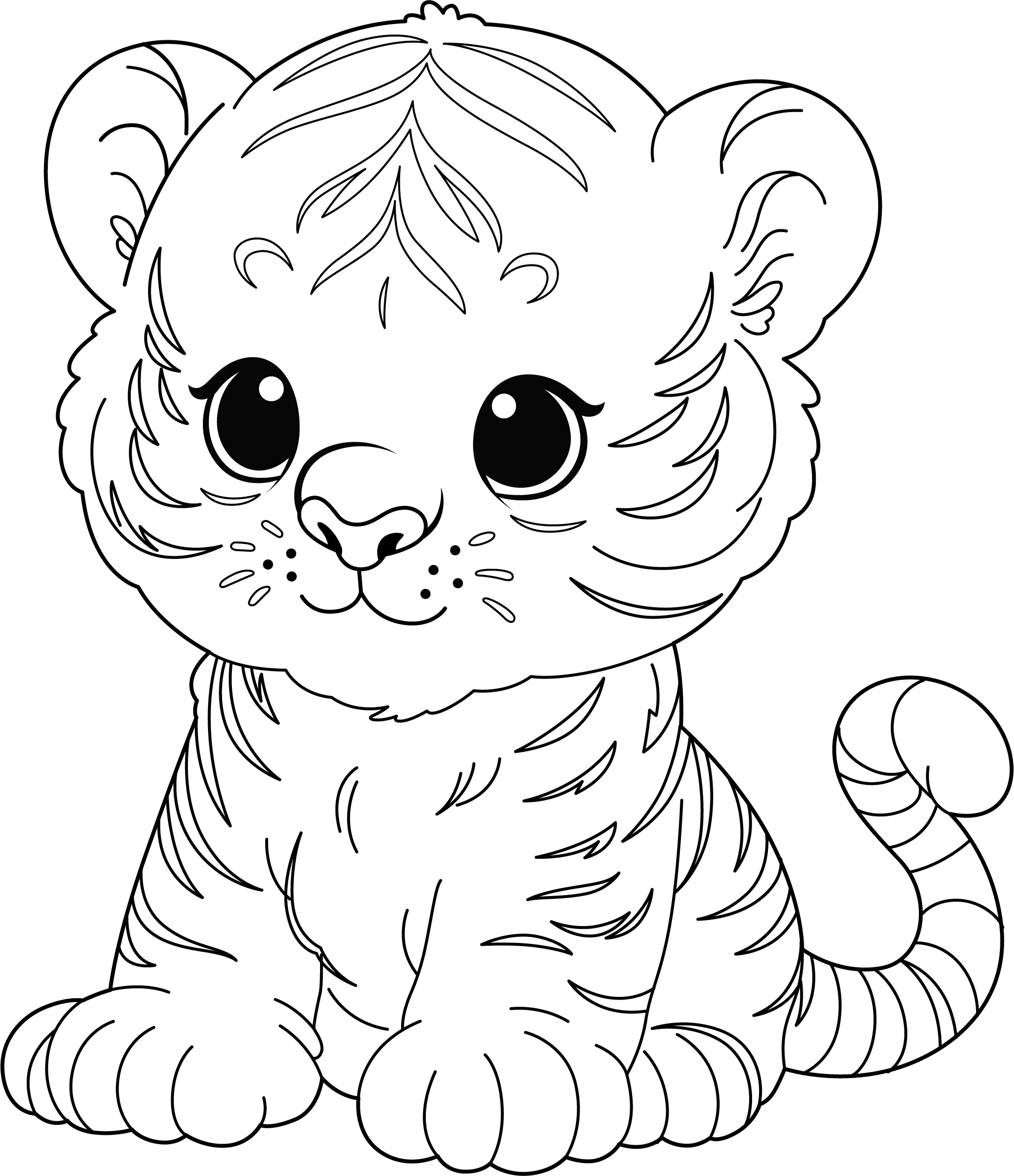 Free Printable Cute Baby Tiger Coloring Page For Kids Fun