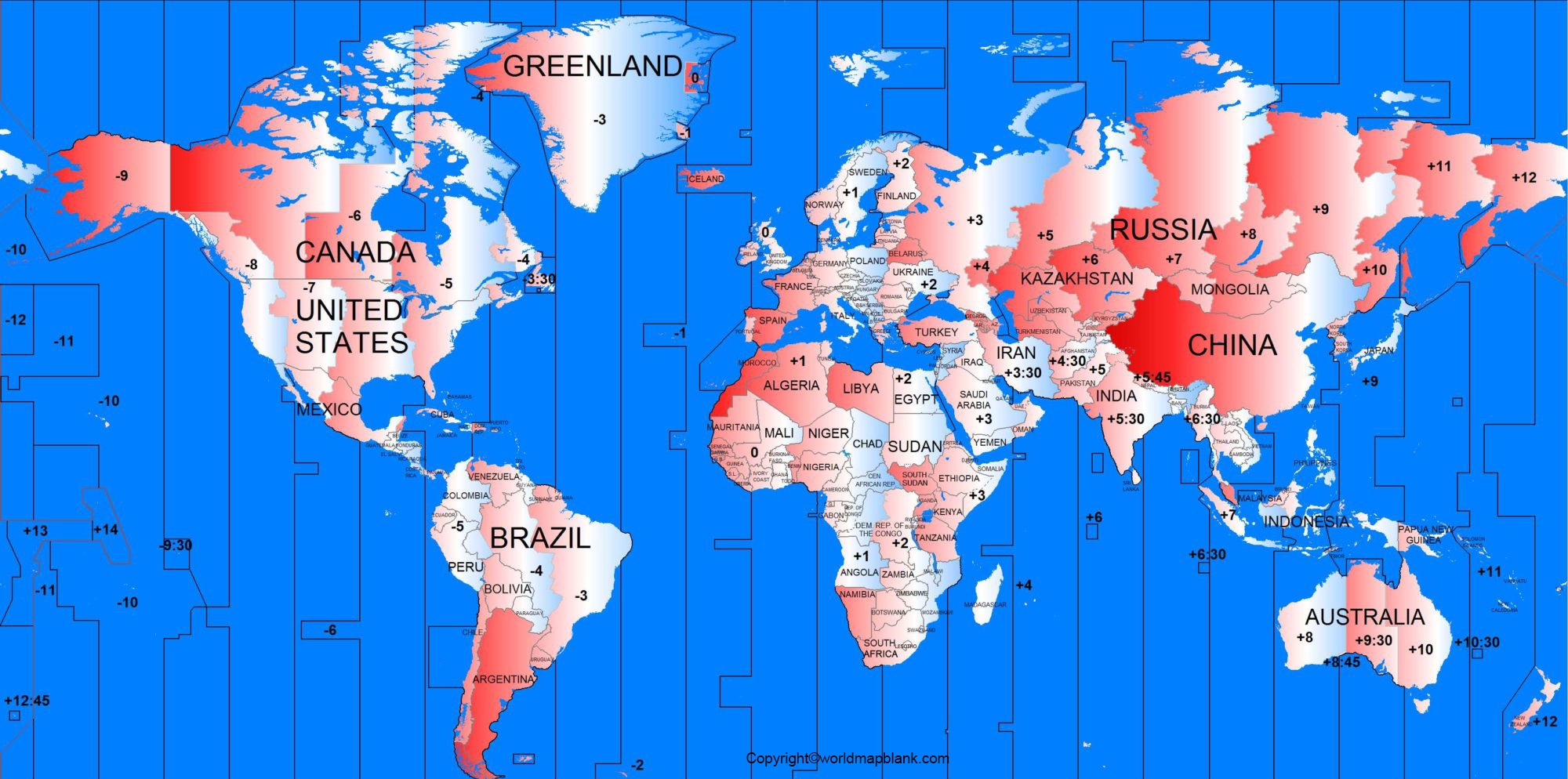 Printable Map Of Time Zones
