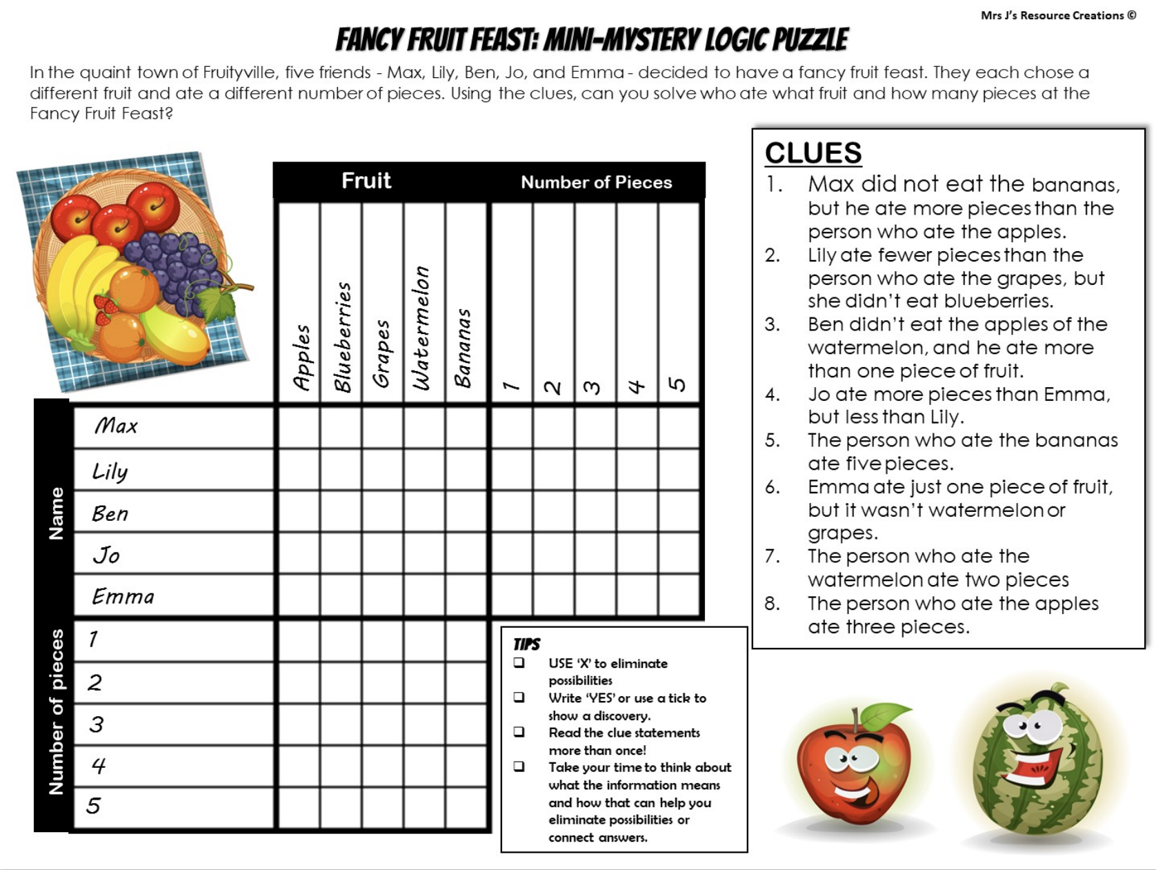 Logic Puzzle Printable