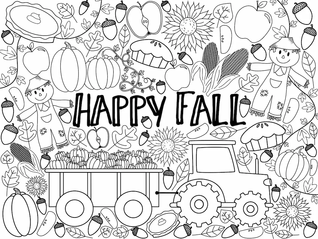 GIANT Fall Coloring Page digital Download Etsy Canada