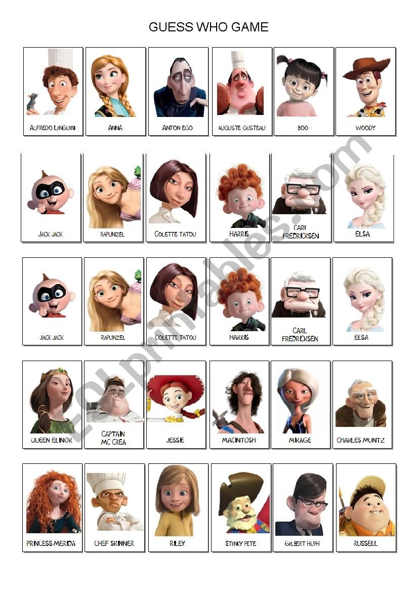 Guessing Game Guess Who Extra Character Sheets Guess Who Game 
