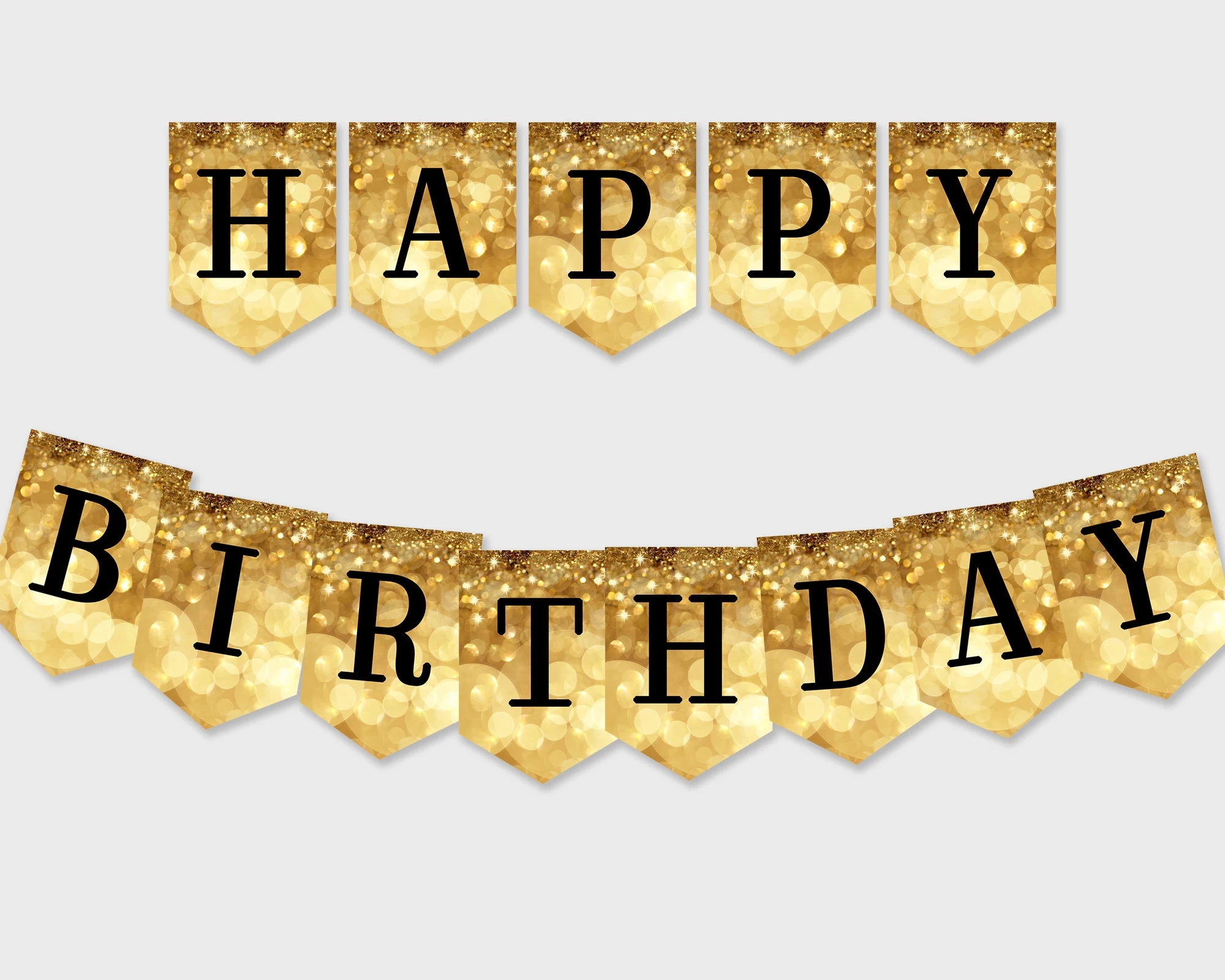 Happy Birthday Banner Zum Ausdrucken Sparkle Gold Bokeh Glitter 