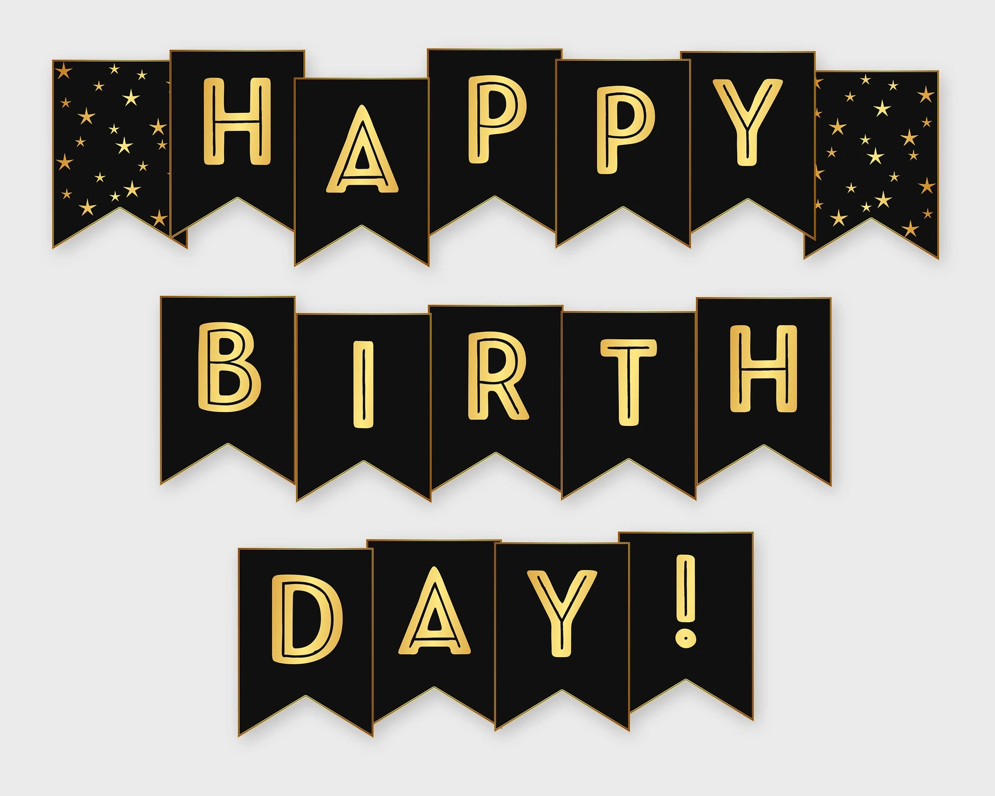 Happy Birthday Girlande Schwarz amp Gold Geburtstagsparty 
