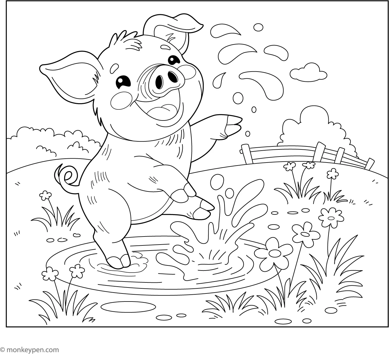 Happy Pig In A Mud Puddle