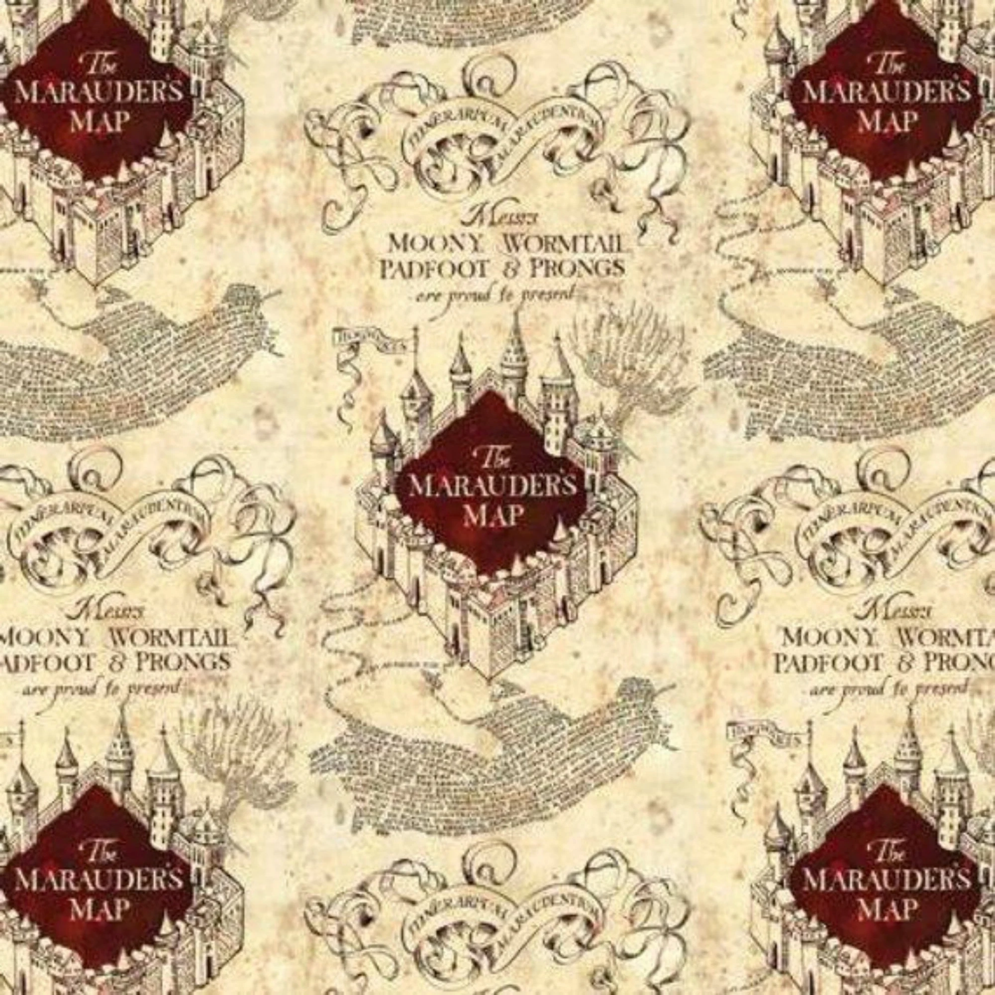 Harry Potter Marauders Map Druck 100 Baumwolle Creme amp Wein 93 4 06