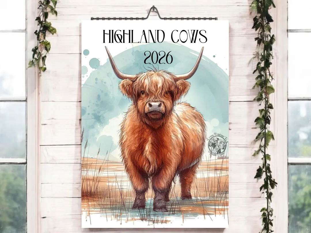 Highland Cow 2026 Calendar calendar 2026 cow Calendar 2026 