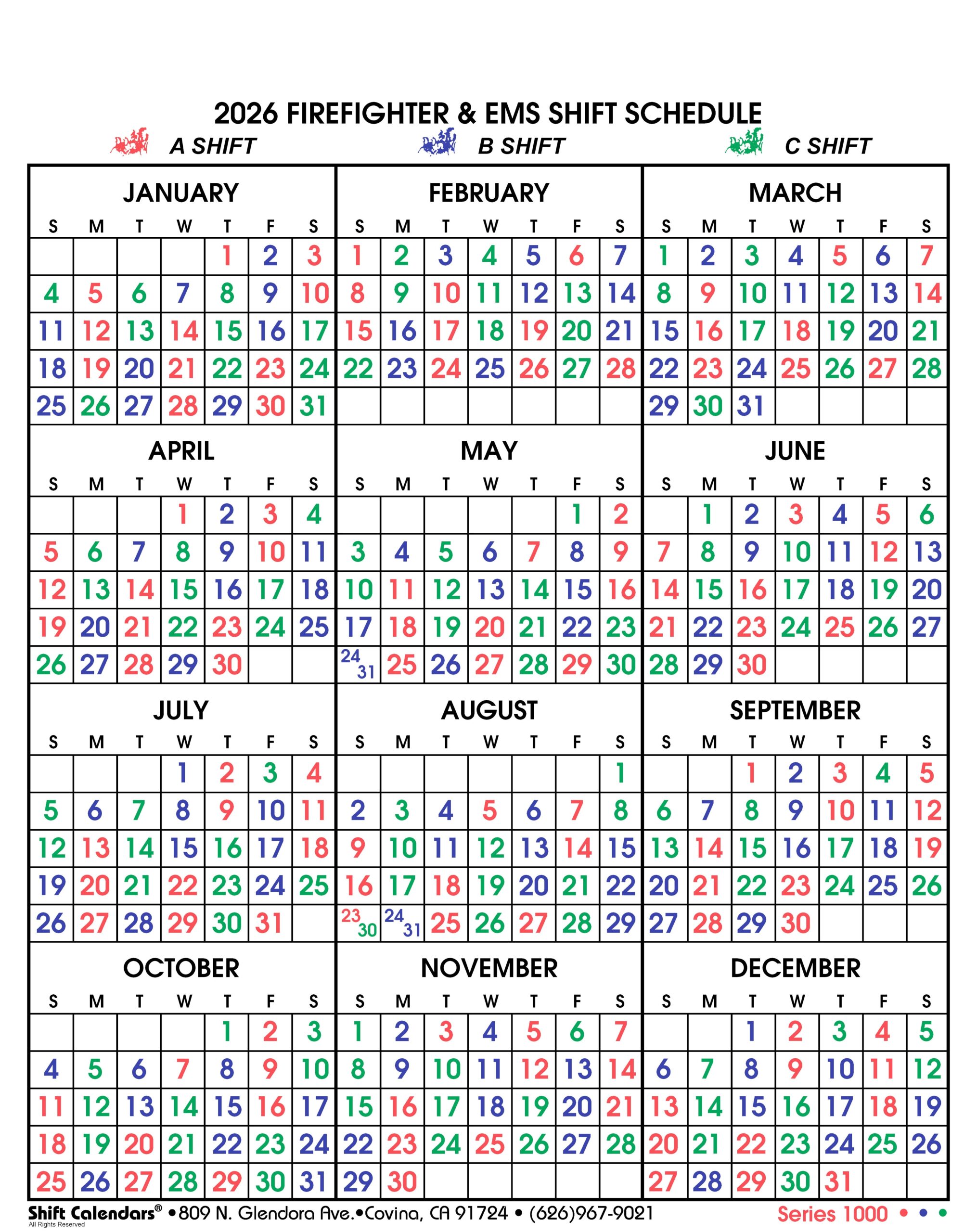 2026 Firefighter Shift Calendar 24 48 Printable
