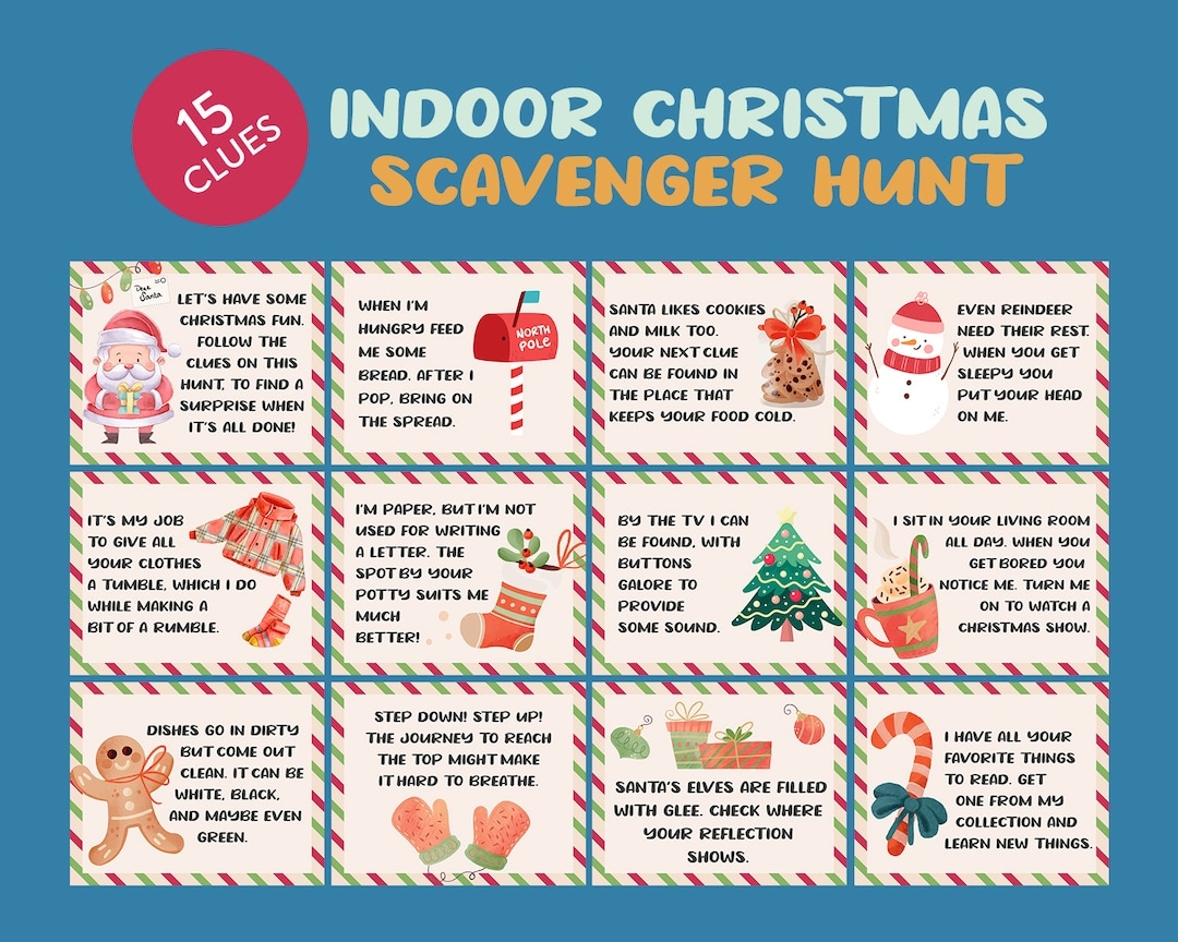 Indoor Christmas Scavenger Hunt For Kids Christmas Elf Kit 