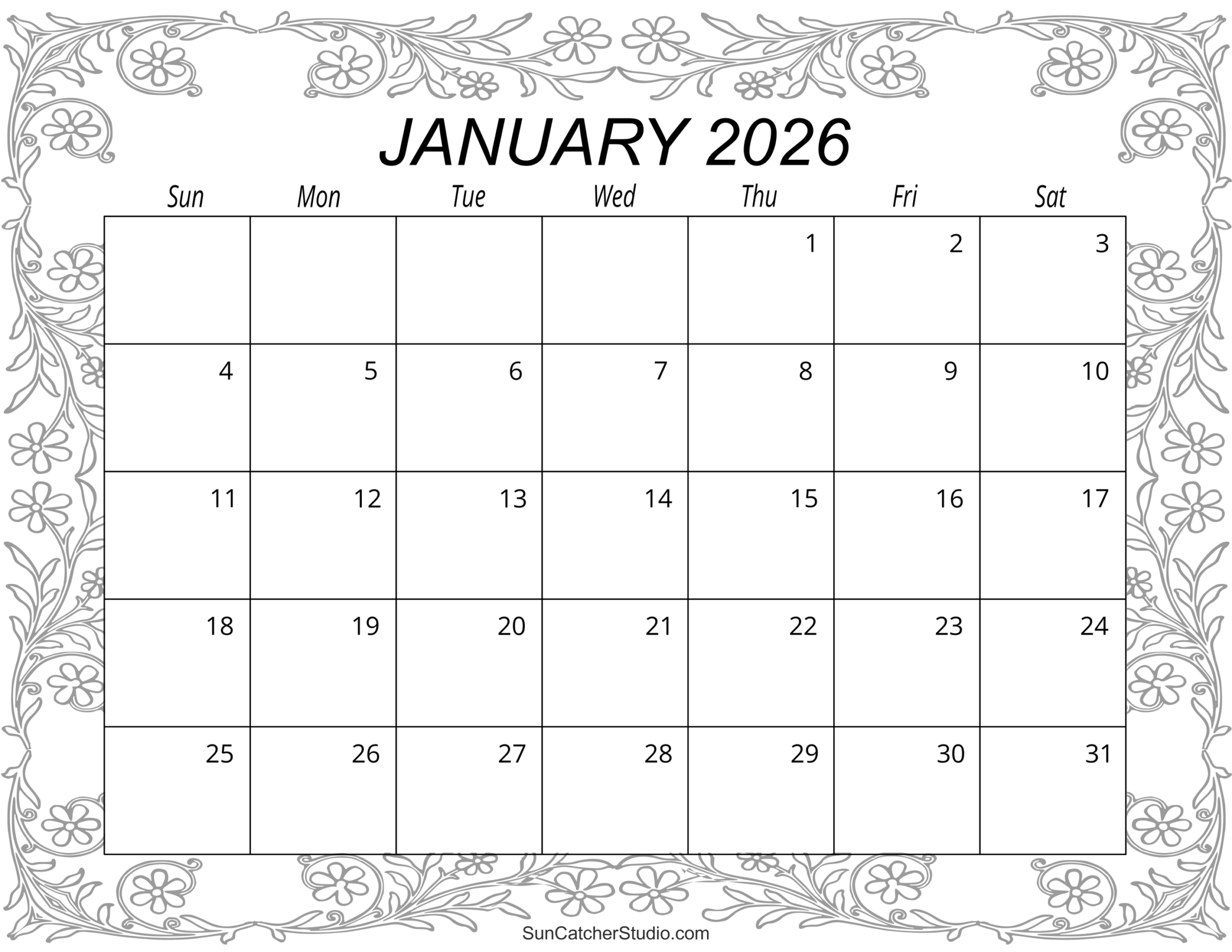 January 2026 Calendar Free Printable Free Printables 
