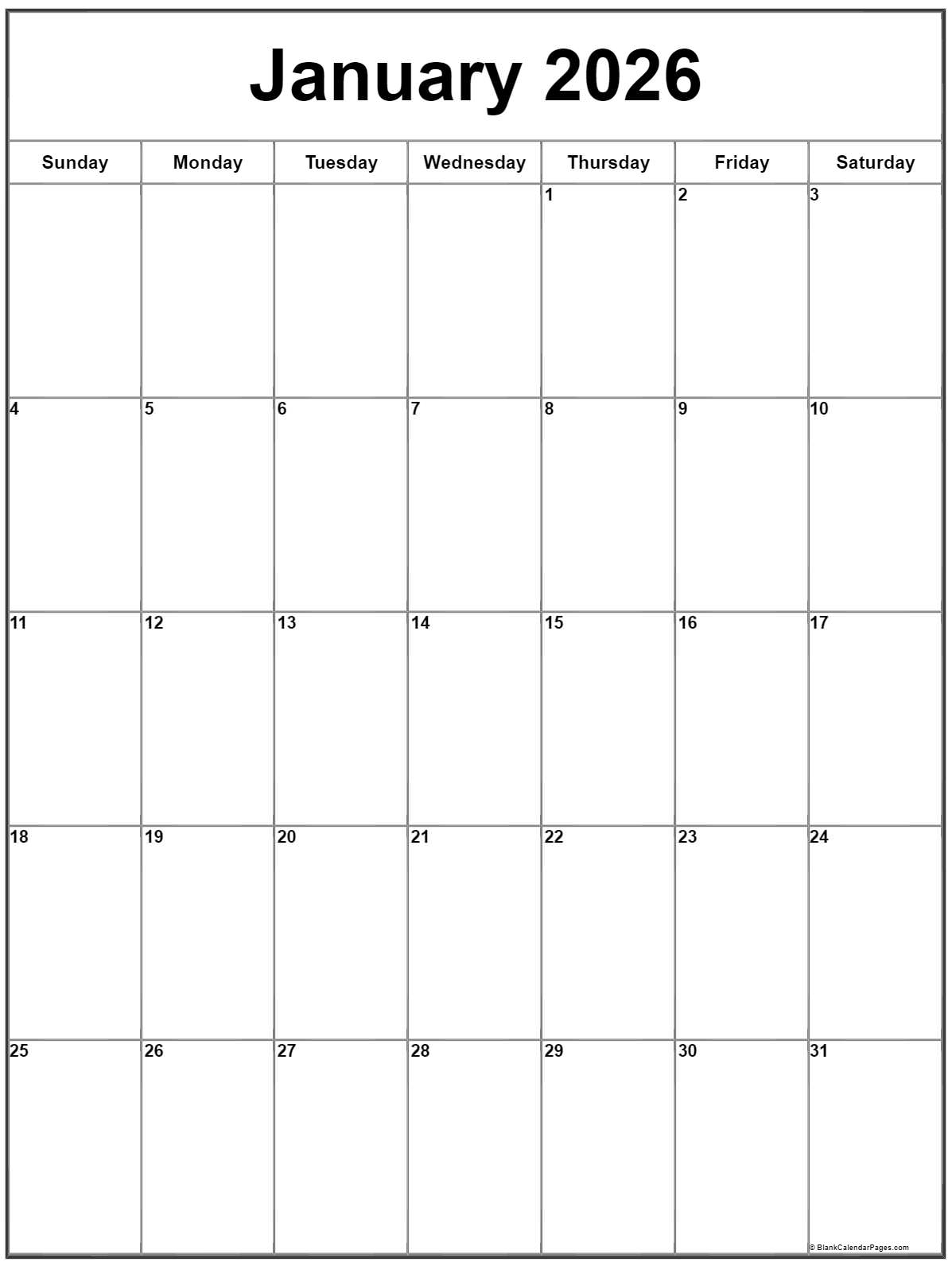 2026 Calendar Printable Portrait
