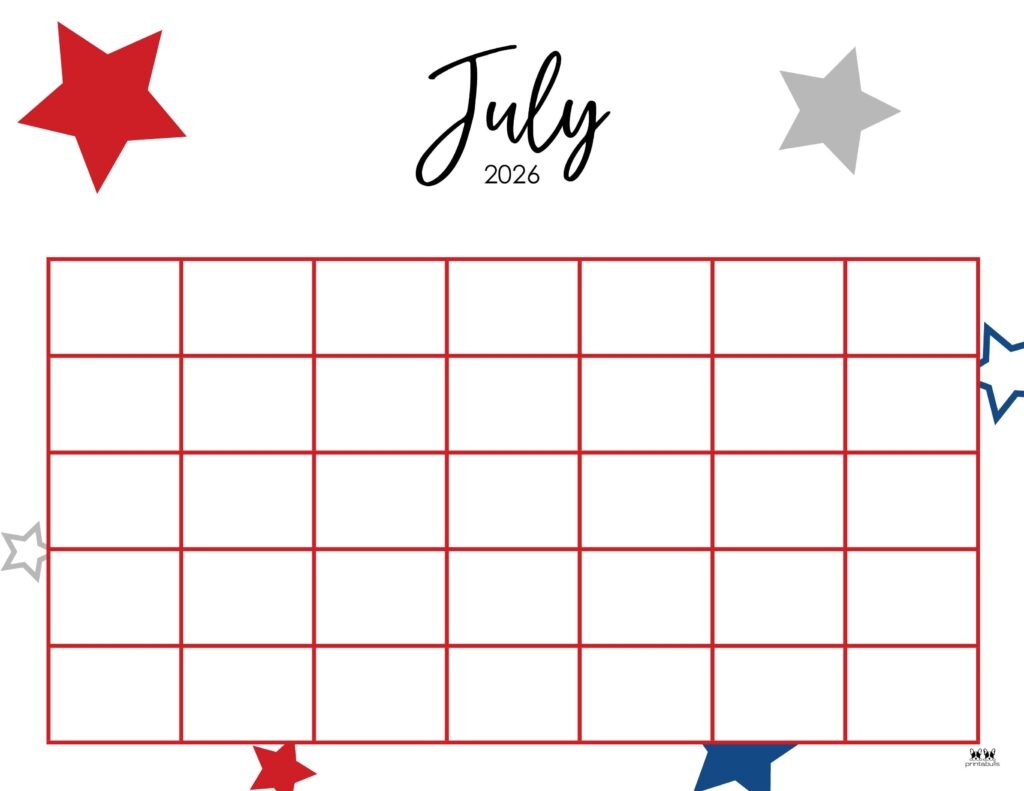 Blank July 2026 Calendar