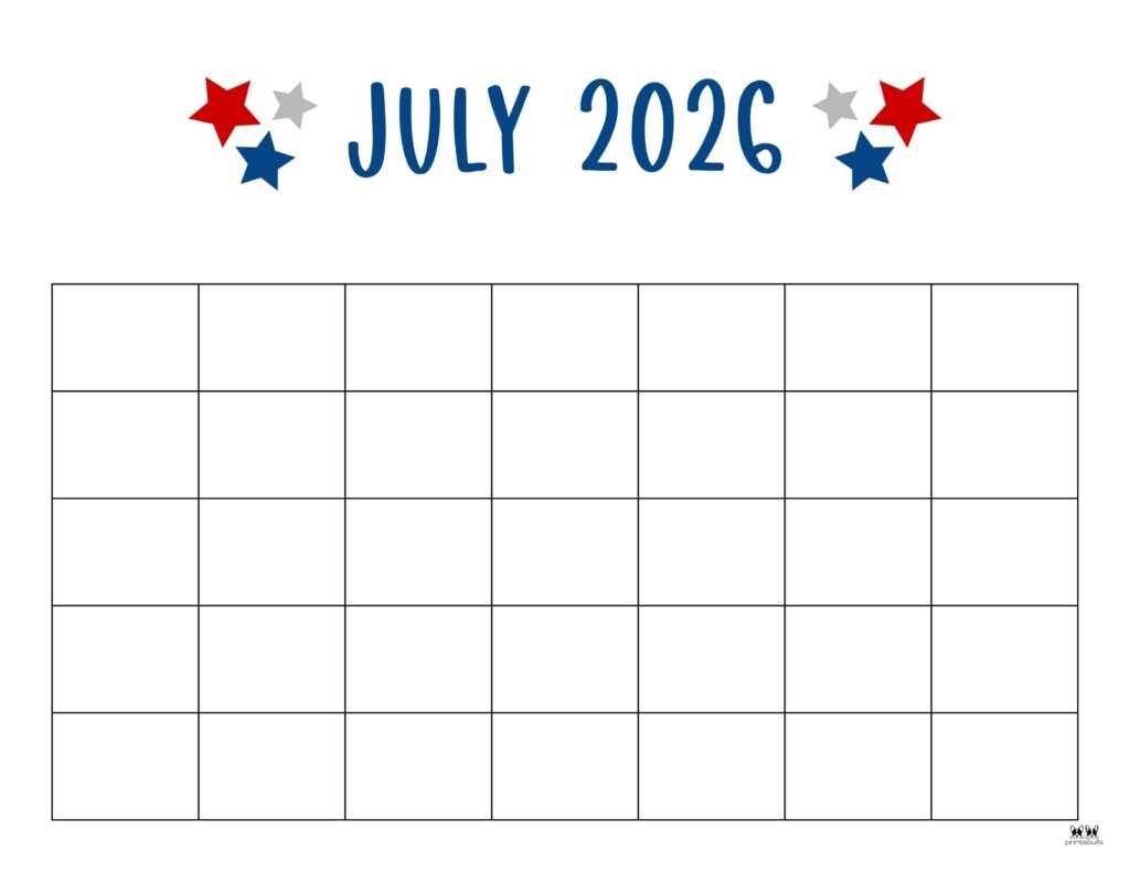 July 2026 Calendars 123 FREE Printables Printabulls