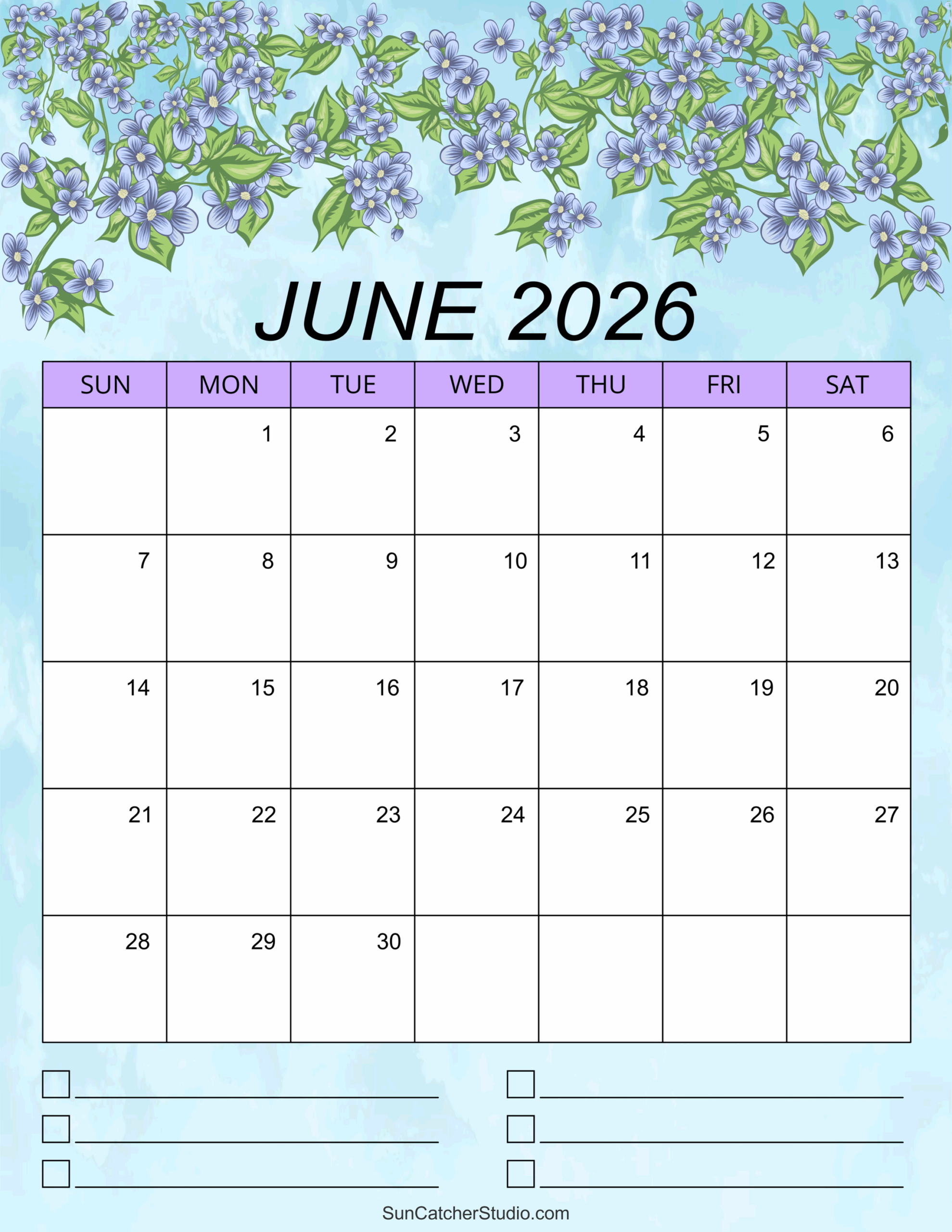 Free June 2026 Printable Calendar