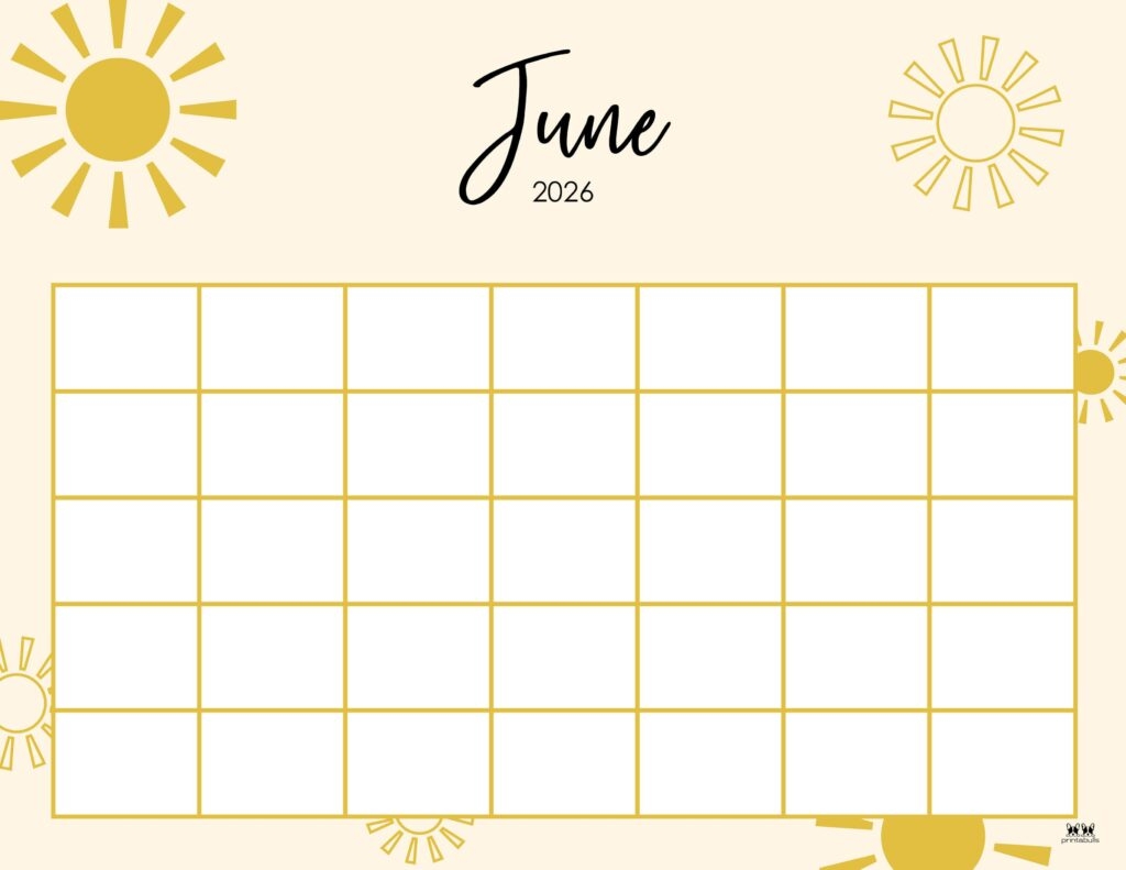 June Blank Calendar 2026